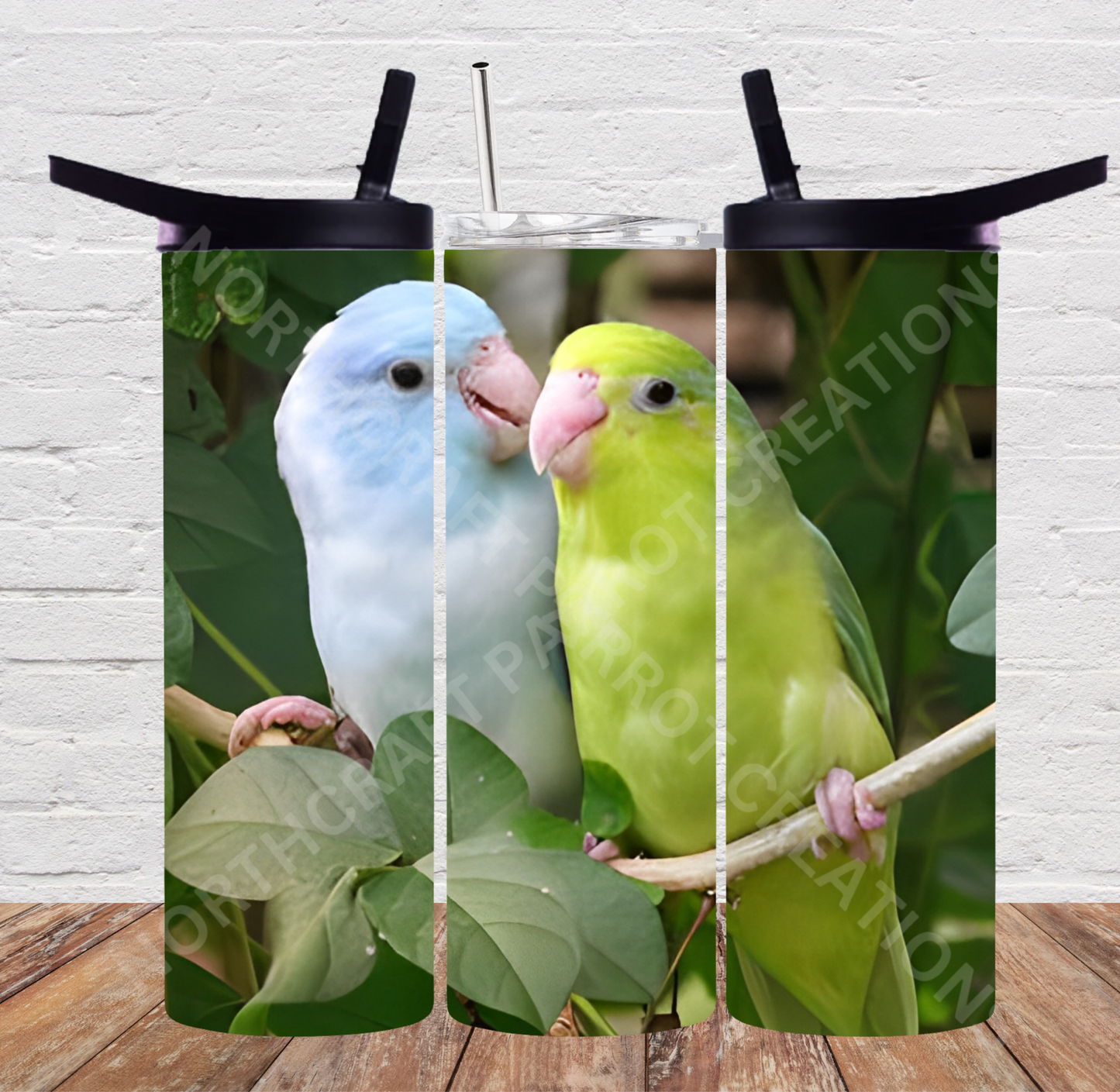 Parrotlet Pair Green and Blue 20oz or 30oz Tumbler