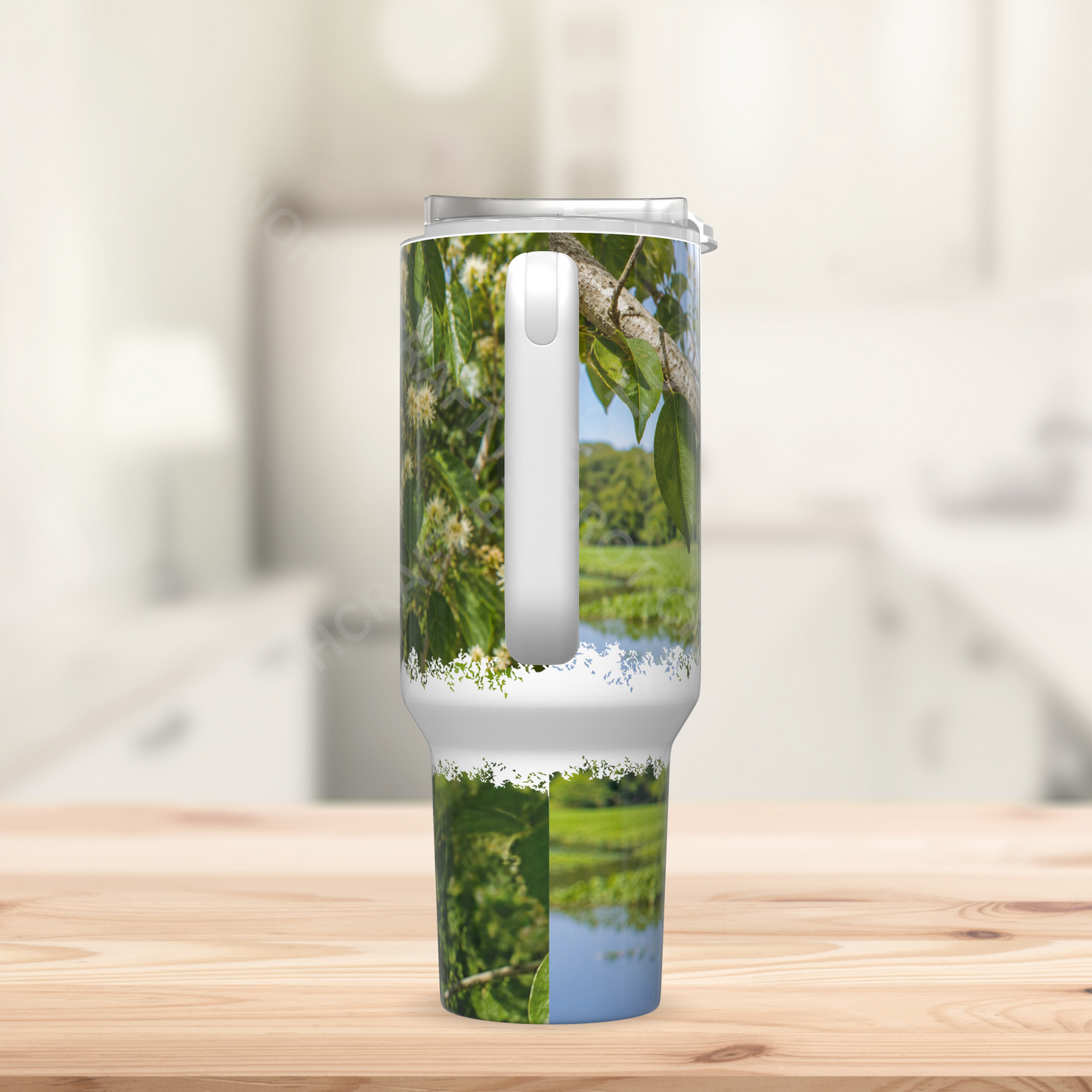 Quaker (Blue) Among Leaves in Nature Setting 40oz Stainless Steel Parrot Tumbler