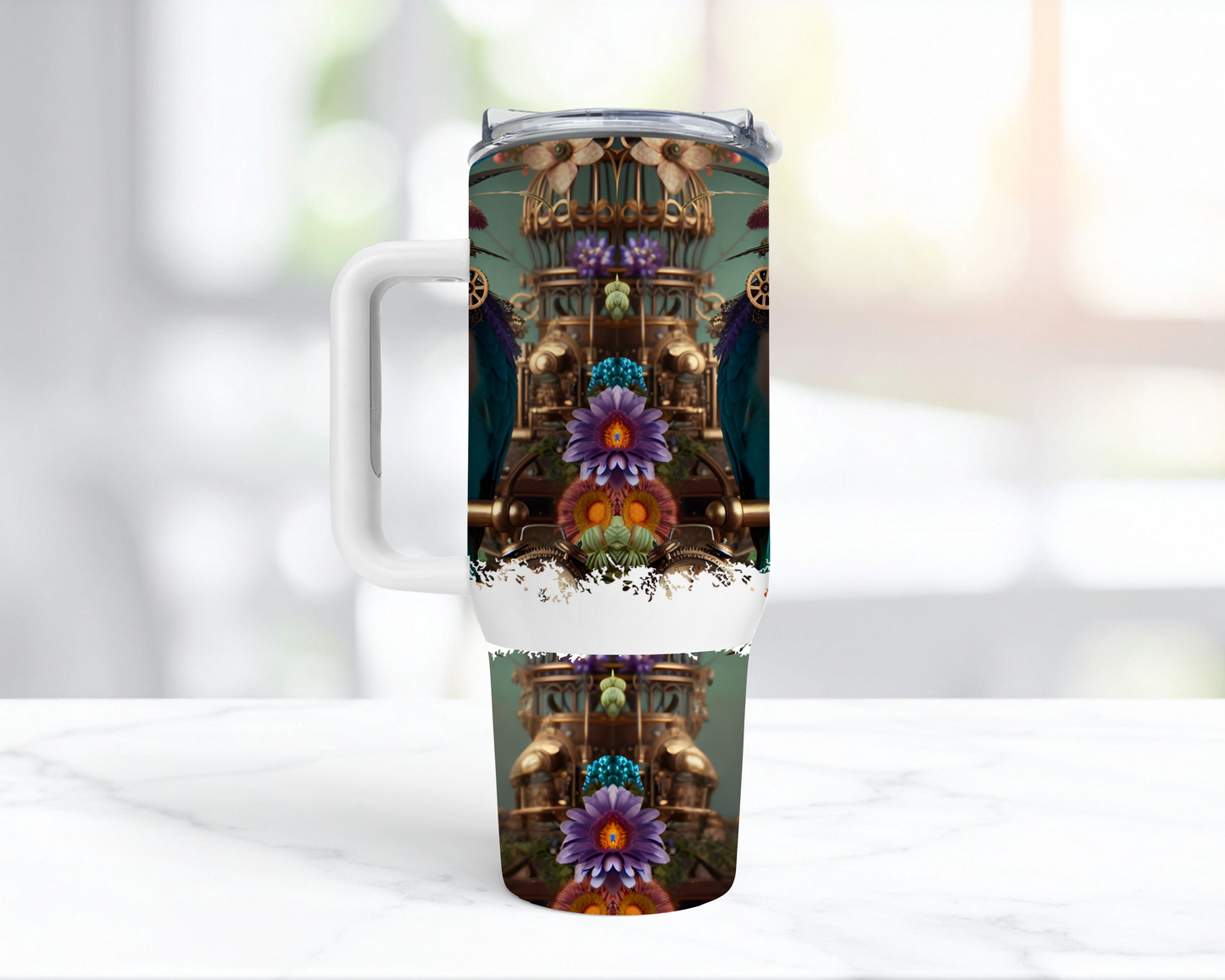 Quaker (Blue) in a Steampunk Theme 40oz Tumbler