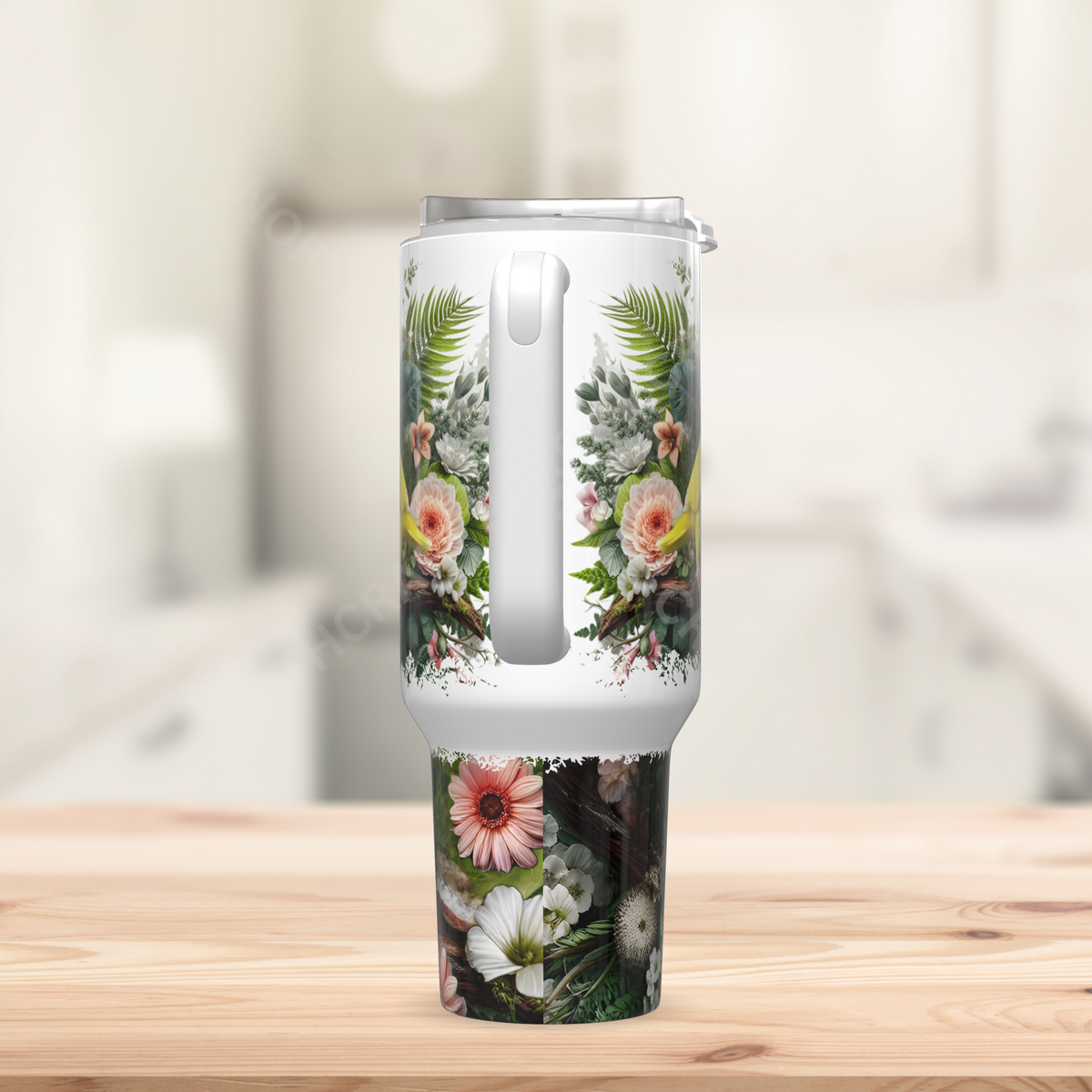 Quaker (Yellow) on a Floral Background 40oz Stainless Steel Tumbler