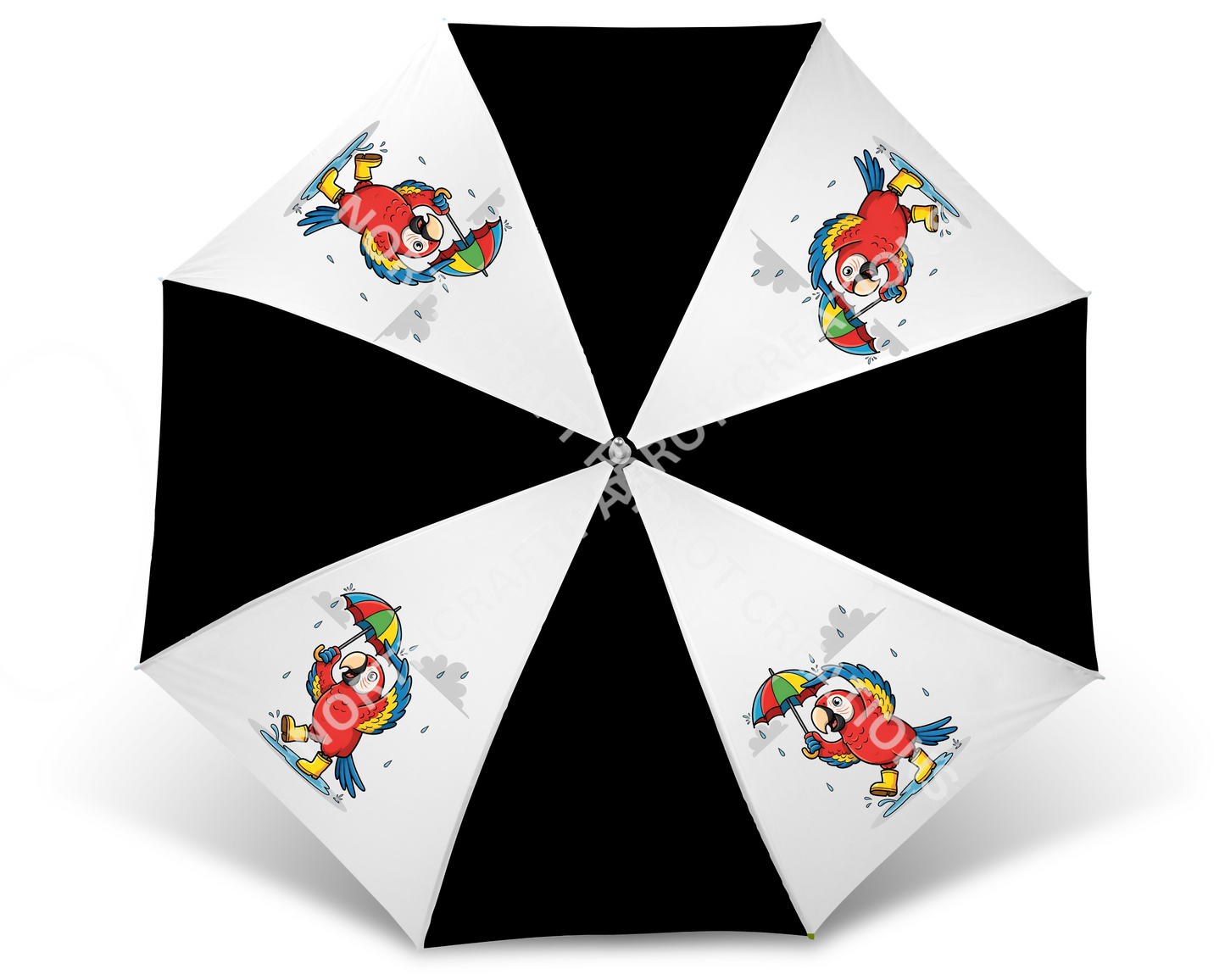 Scarlet Macaw Cartoon Style in the Rain Golf Umbrella