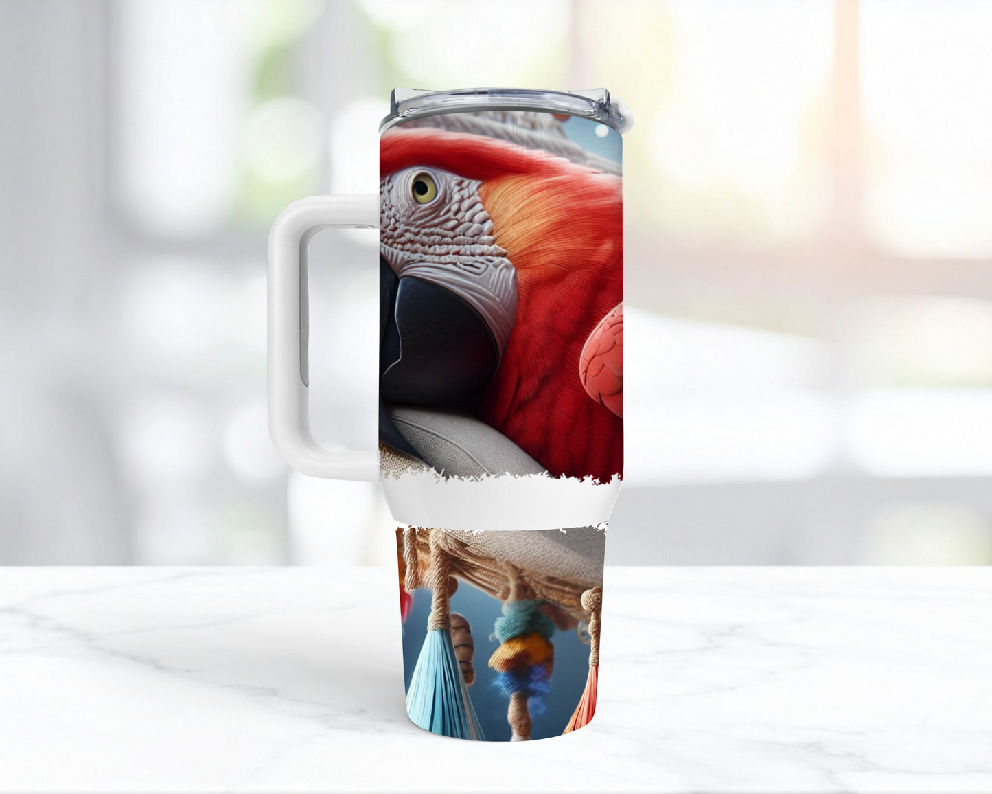Scarlet Macaw Laying on a Hammock 40oz Tumbler