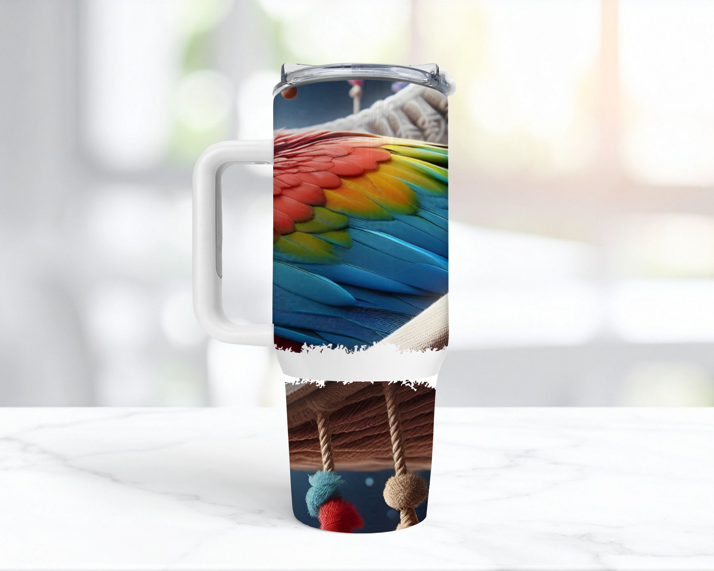 Scarlet Macaw Laying on a Hammock 40oz Tumbler
