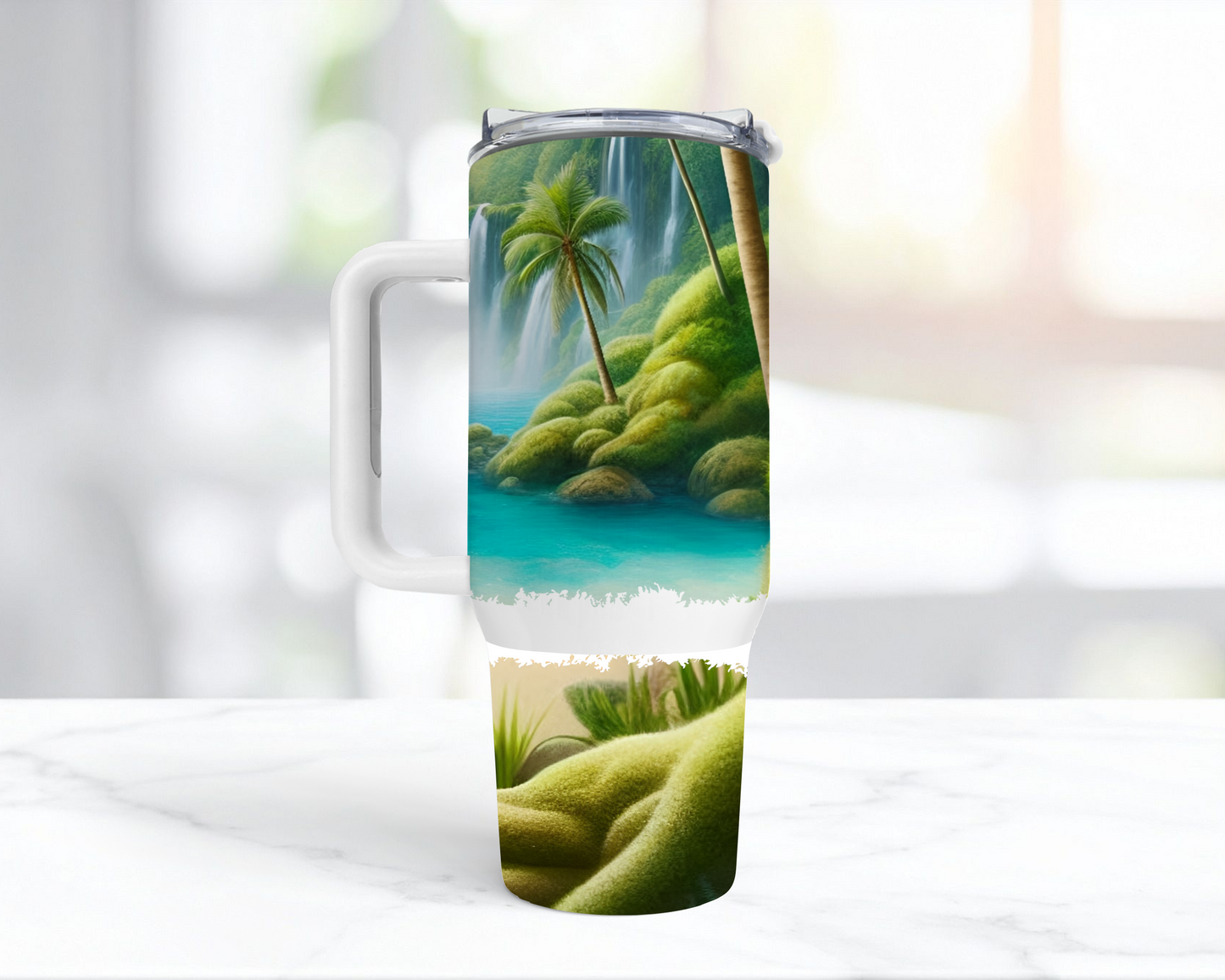Sulfur Crested Cockatoo with a Waterfall Background 40oz Tumbler