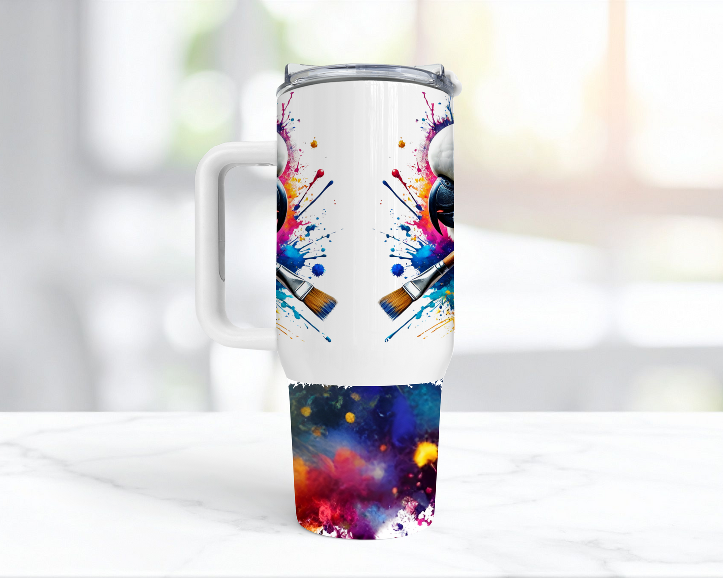 Sulfur Crested Cockatoo Paint Splatter 40oz Tumbler