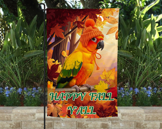 Sun Conure Happy Fall Y'all Garden Flag
