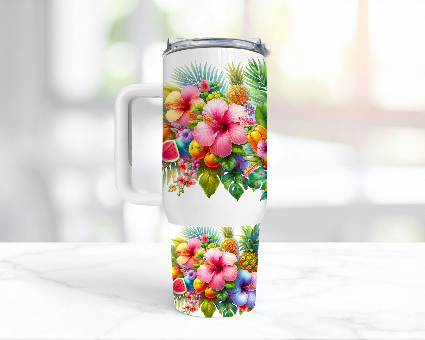 Tropical Macaw with Flowers 40oz Tumbler