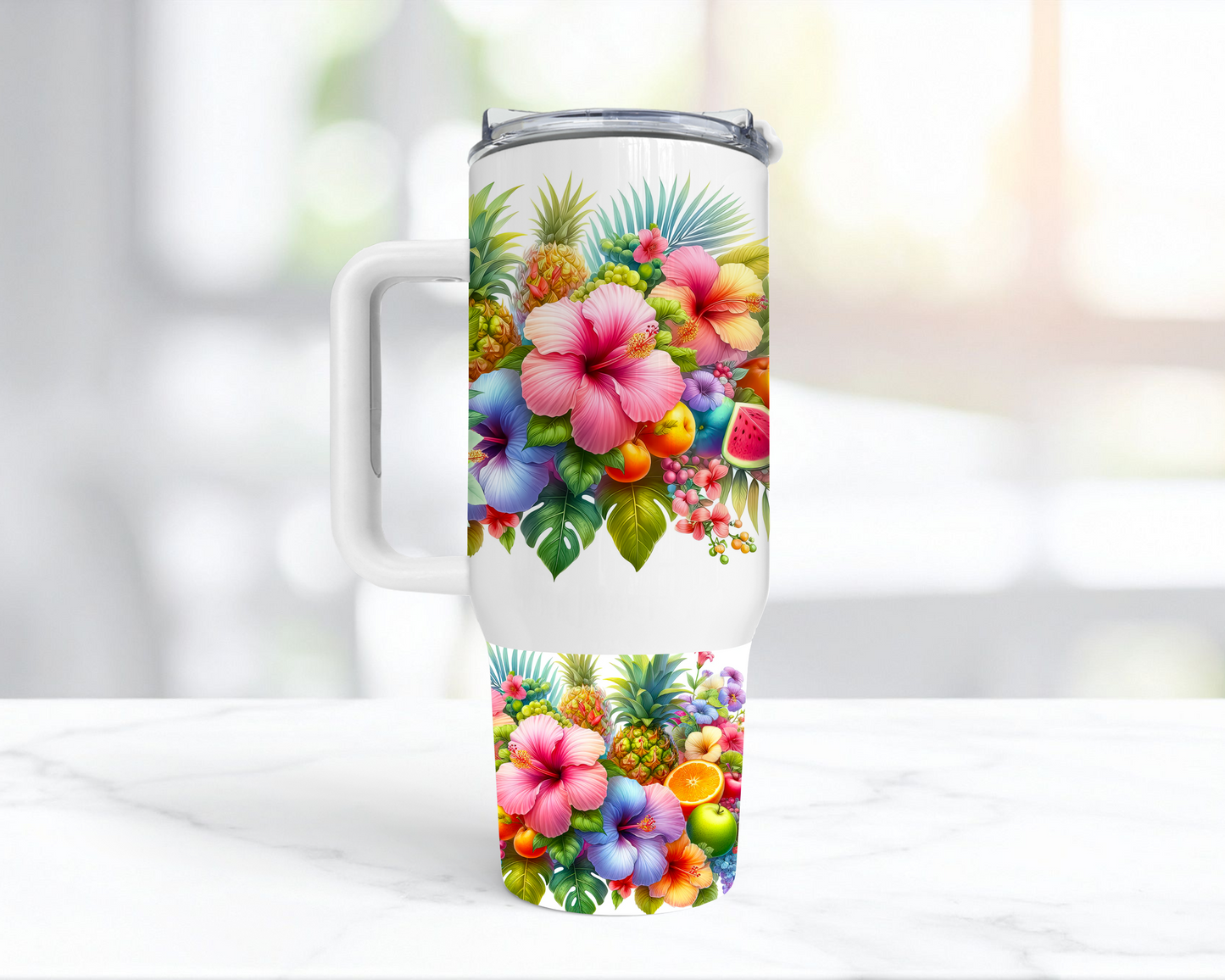 Tropical Macaw with Flowers 40oz Tumbler