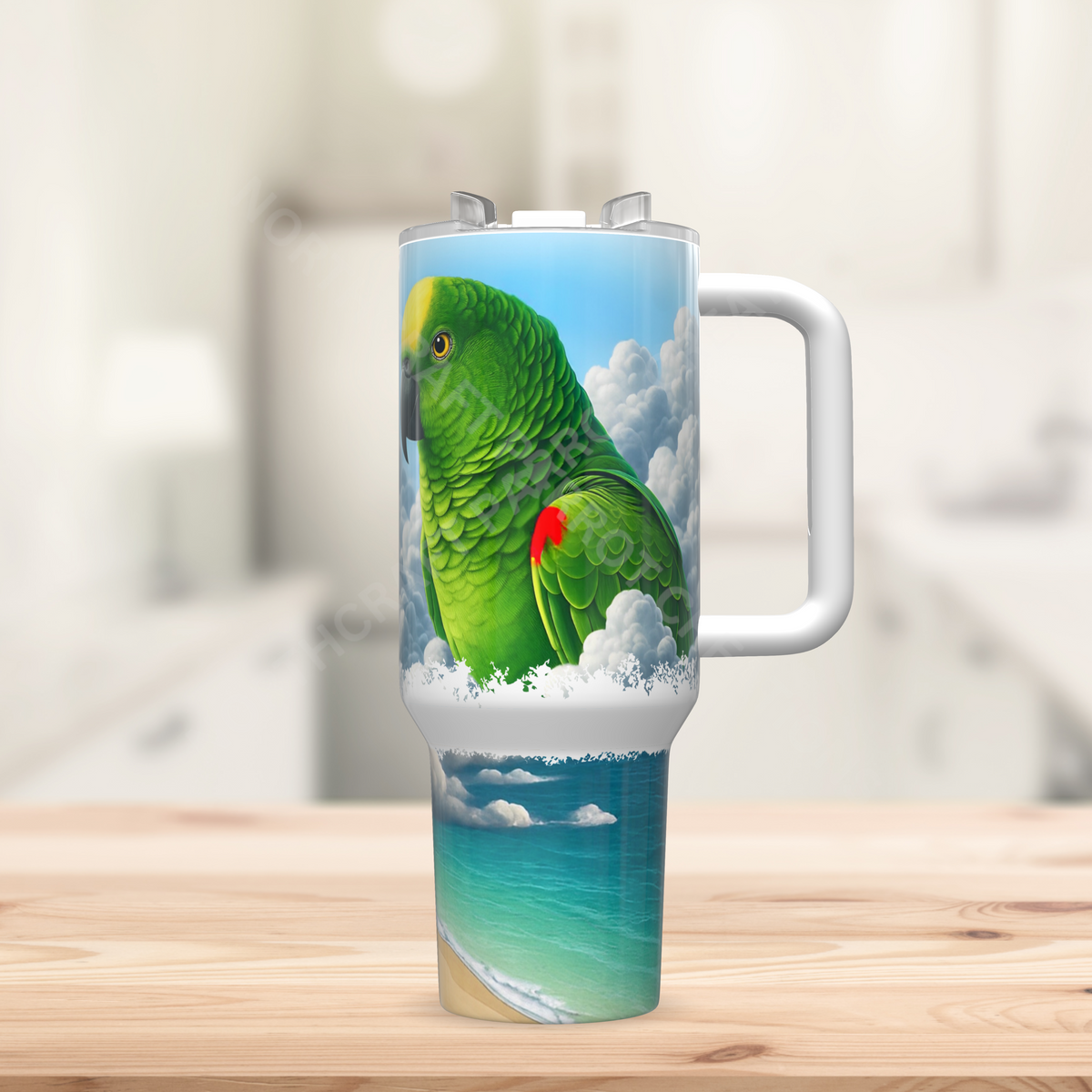 Yellow Crown Amazon in Clouds 40oz Stainless Steel Tumbler