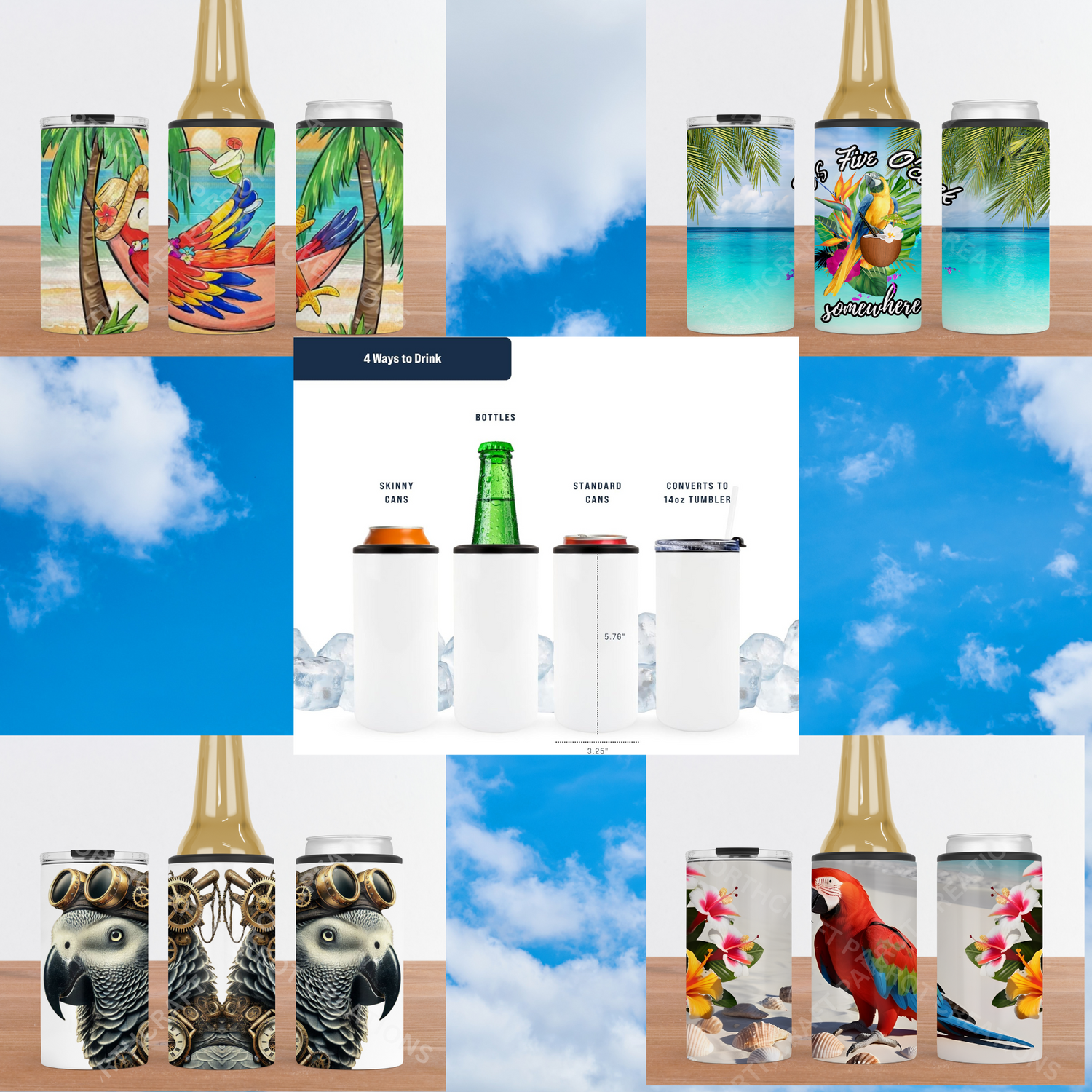 4-in-1 Stainless Steel Insulated Can Coolers