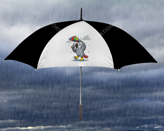 African Grey Cartoon in Rain Boots Golf Umbrella