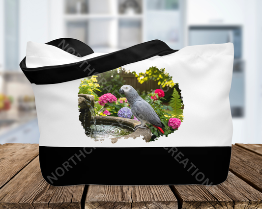 African Grey Flower Fountain Canvas Tote Bag
