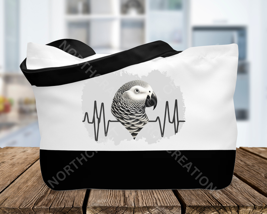 African Grey Heartbeat Canvas Tote Bag