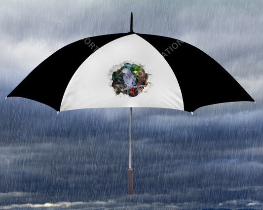 African Grey Full Body on a Branch Golf Umbrella