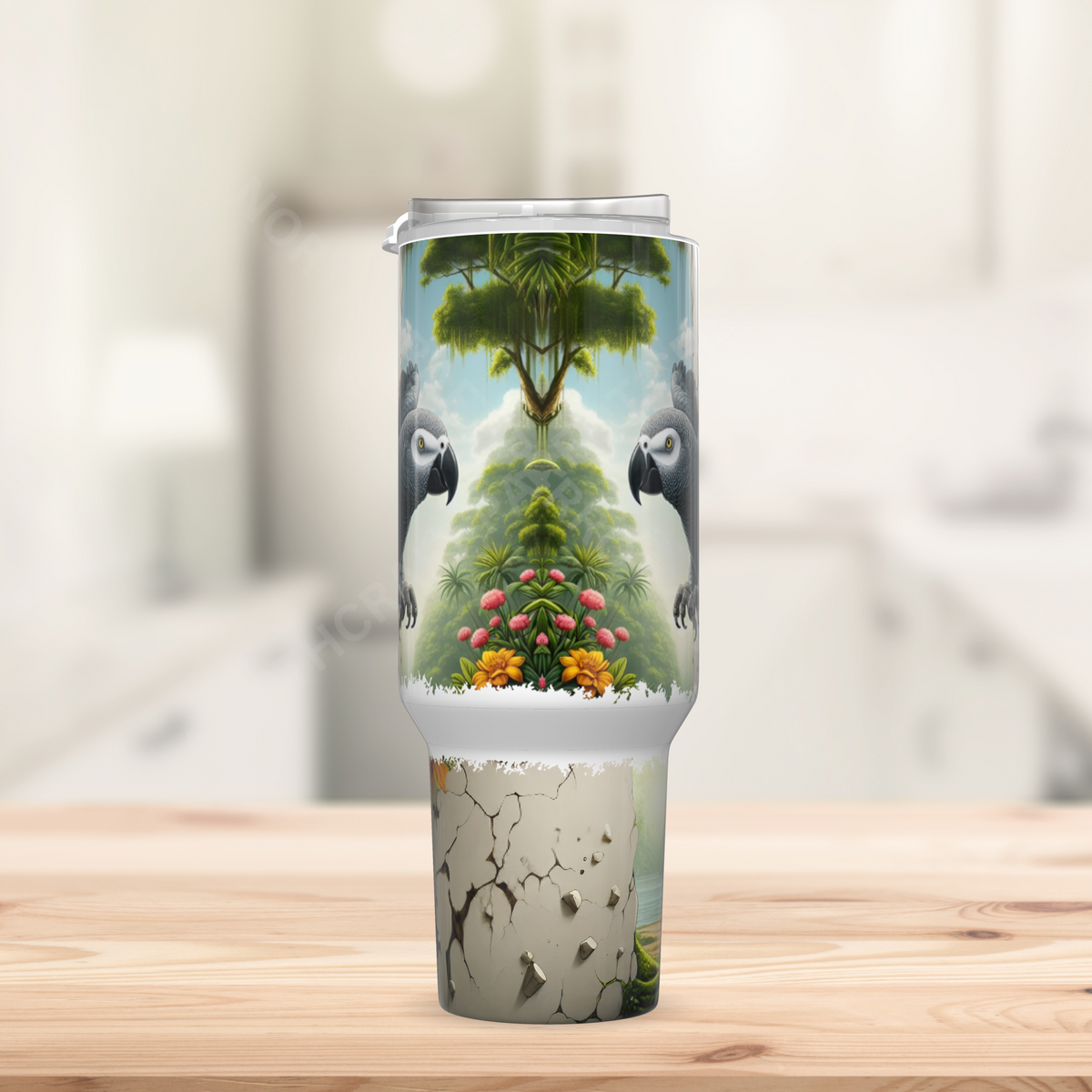 African Grey Breaking through Wall 40oz Stainless Steel Tumbler
