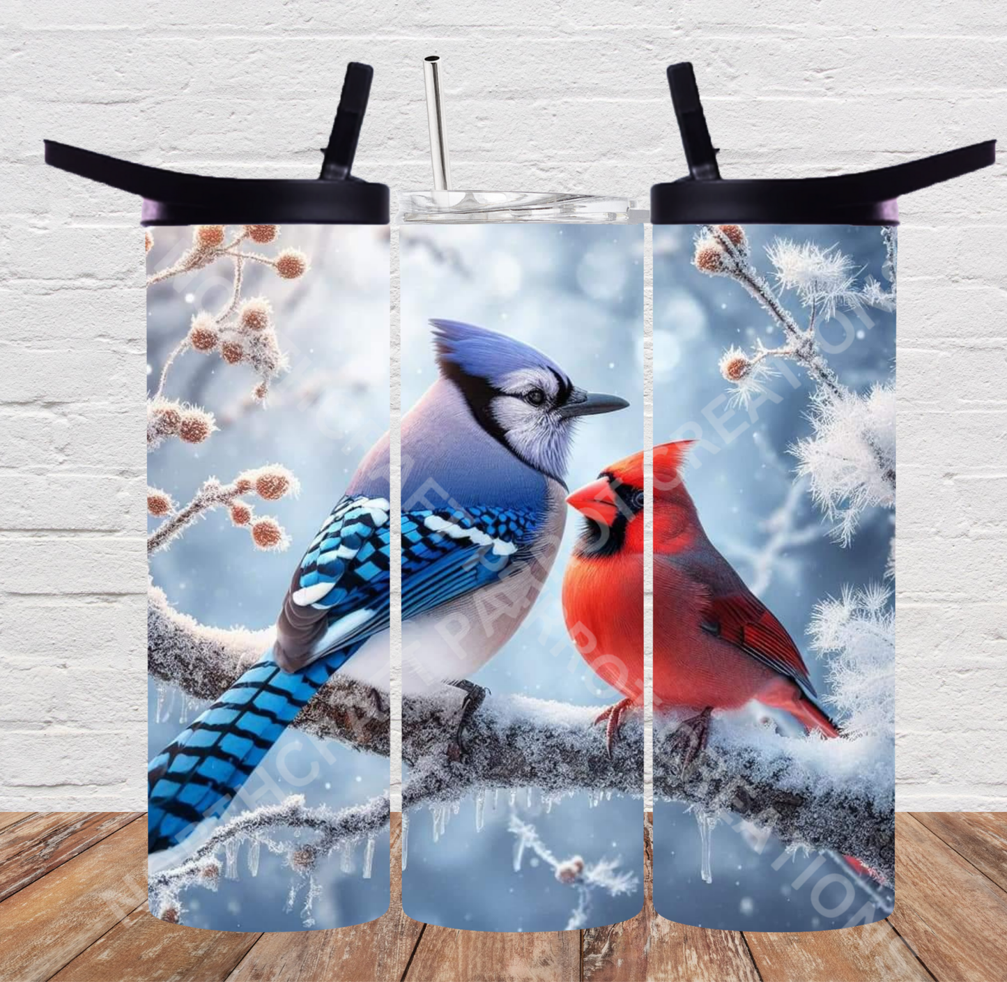 Blue Jay and Cardinal in Snow 20oz or 30oz Tumbler