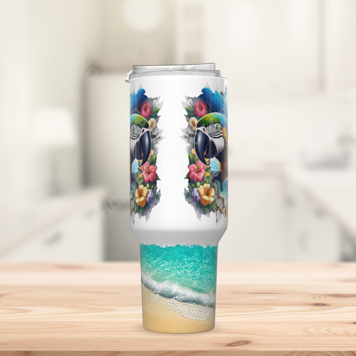 Blue and Gold Macaw Breaking through a Wall 40oz Stainless Steel Tumbler