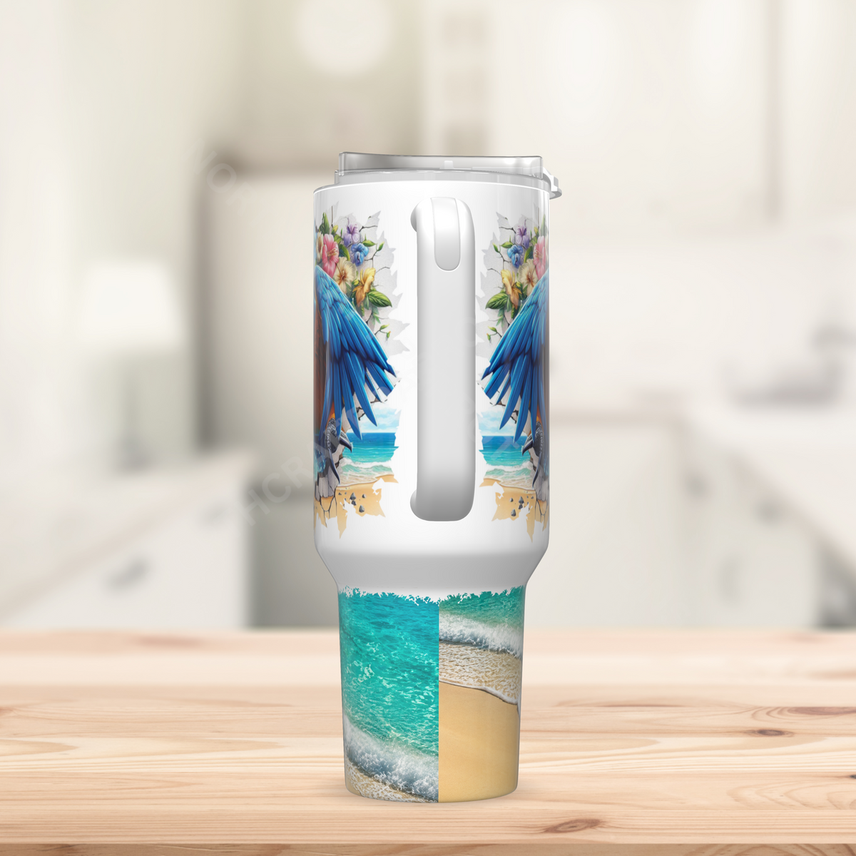 Blue and Gold Macaw Breaking through a Wall 40oz Stainless Steel Tumbler