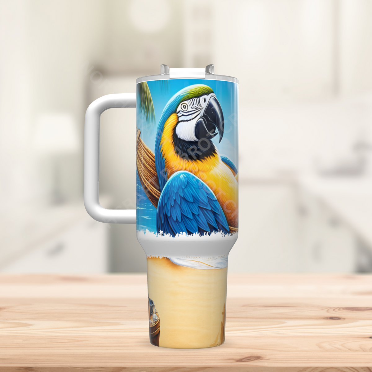 Blue and Gold Macaw on Hammock 40oz Stainless Steel Tumbler