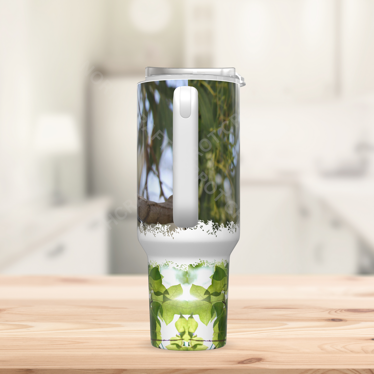 Cockatiel on branch in Nature Setting 40oz Stainless Steel Parrot Tumbler