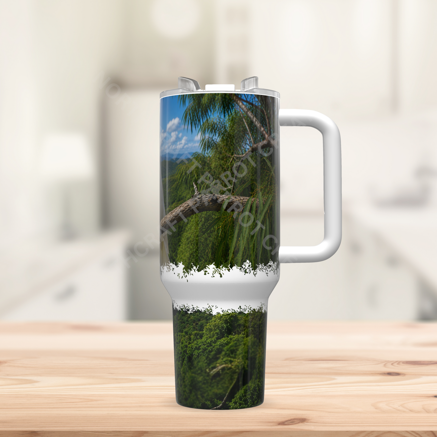 Cockatoo with Ocean Overview, Nature Setting 40oz Stainless Steel Parrot Tumbler