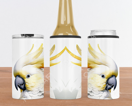 Cockatoo on a White Background 4-in-1 Stainless Steel Can Cooler