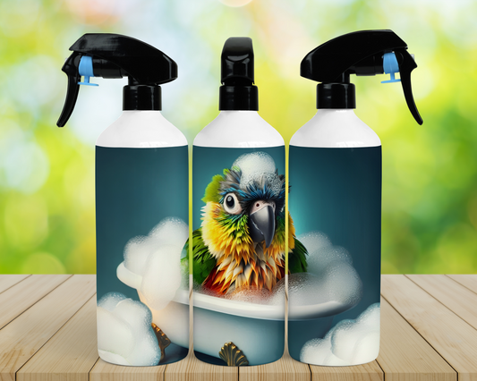 Conure (Green Cheek) with Bubbles in Tub 16oz Misting Spray Bottle