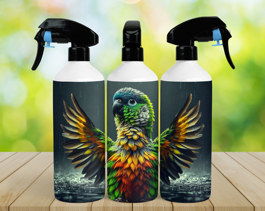 Conure (Green Cheek) with Wings Spread in Rain 16oz Misting Spray Bottle