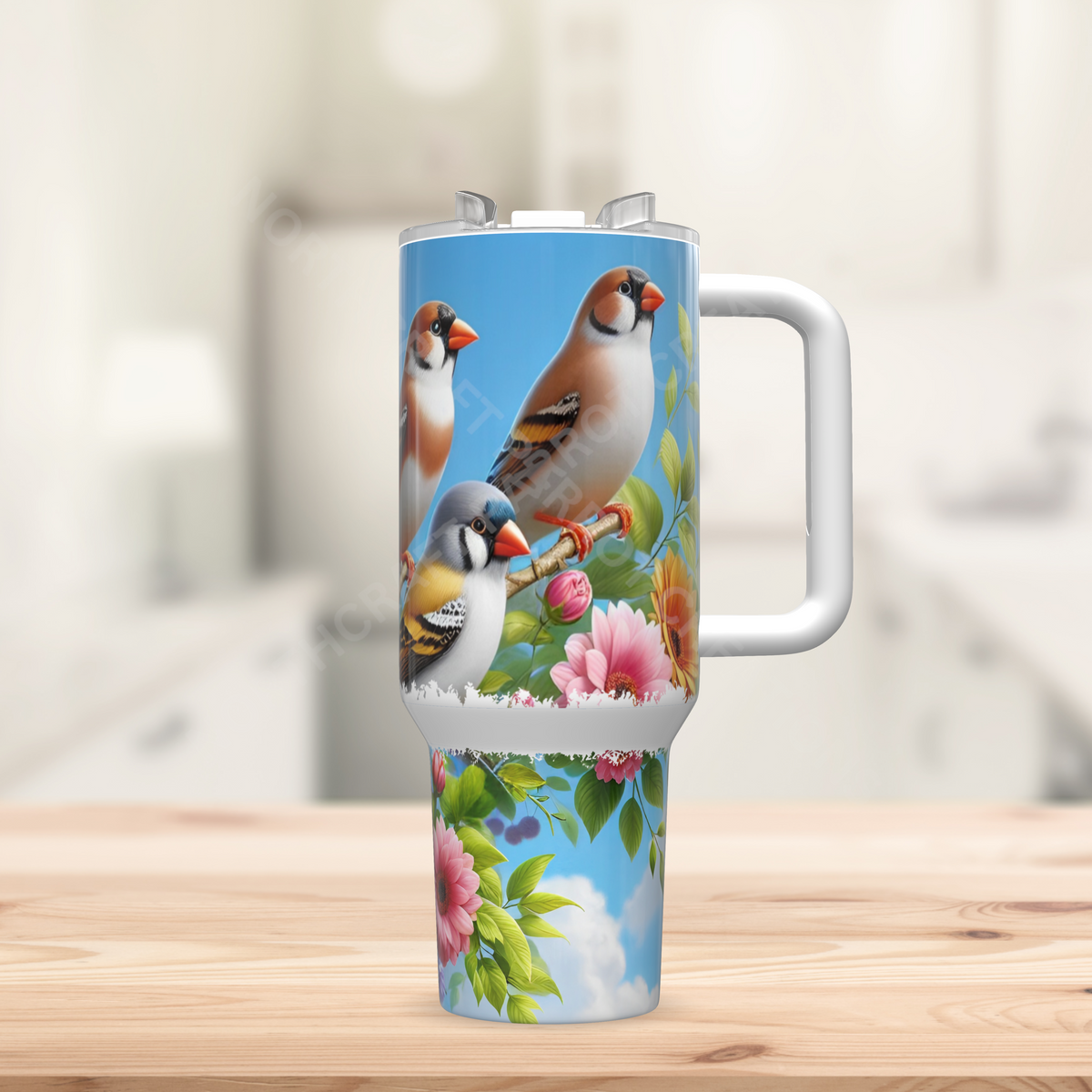 Finches and Flowers 40oz Stainless Steel Tumbler