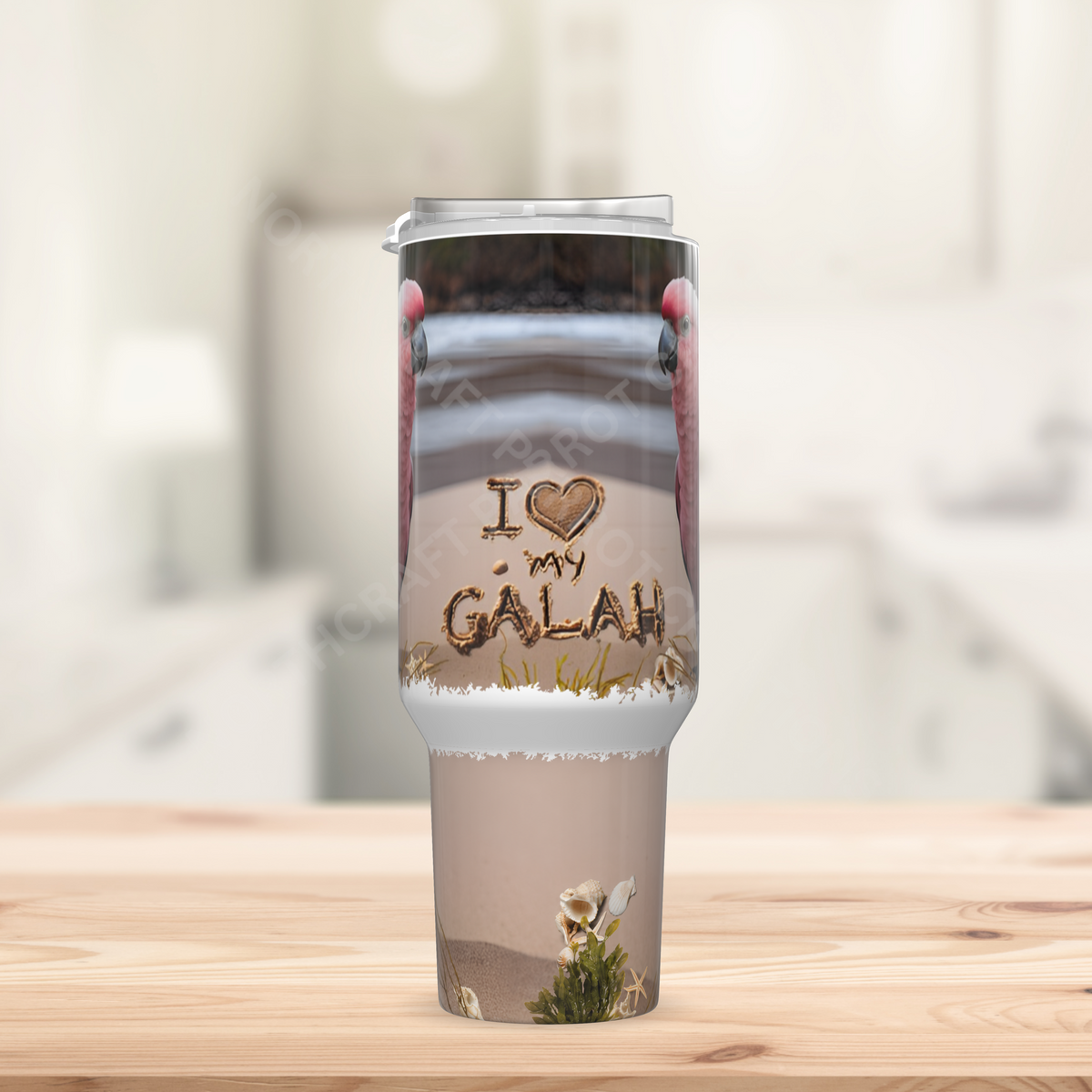 Galah Cockatoo (Rose Breasted) "I Love My Galah" 40oz Stainless Steel Tumbler