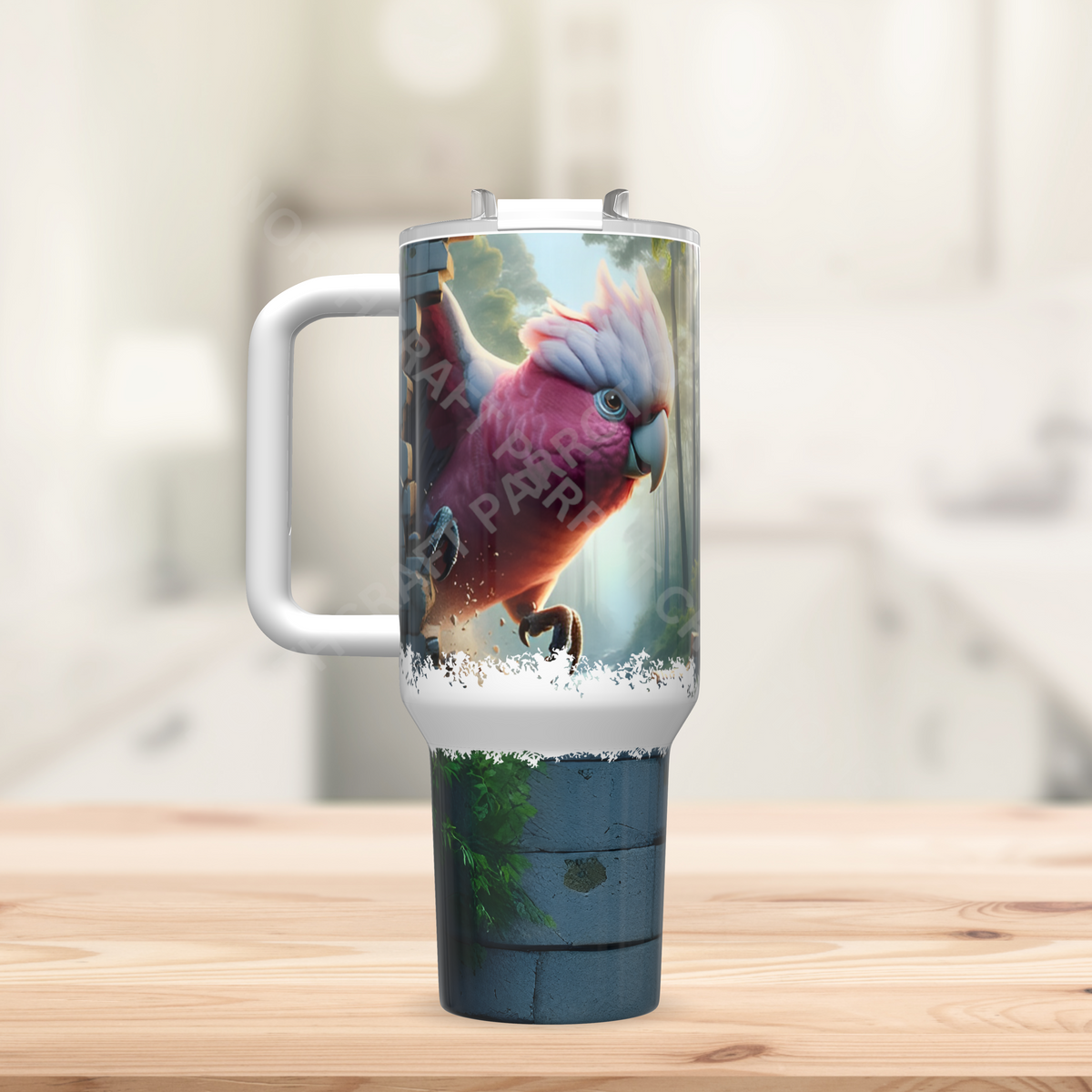 Galah Cockatoo (Rose-Breasted) Breaking Through Forest Wall 40oz Stainless Steel Tumbler