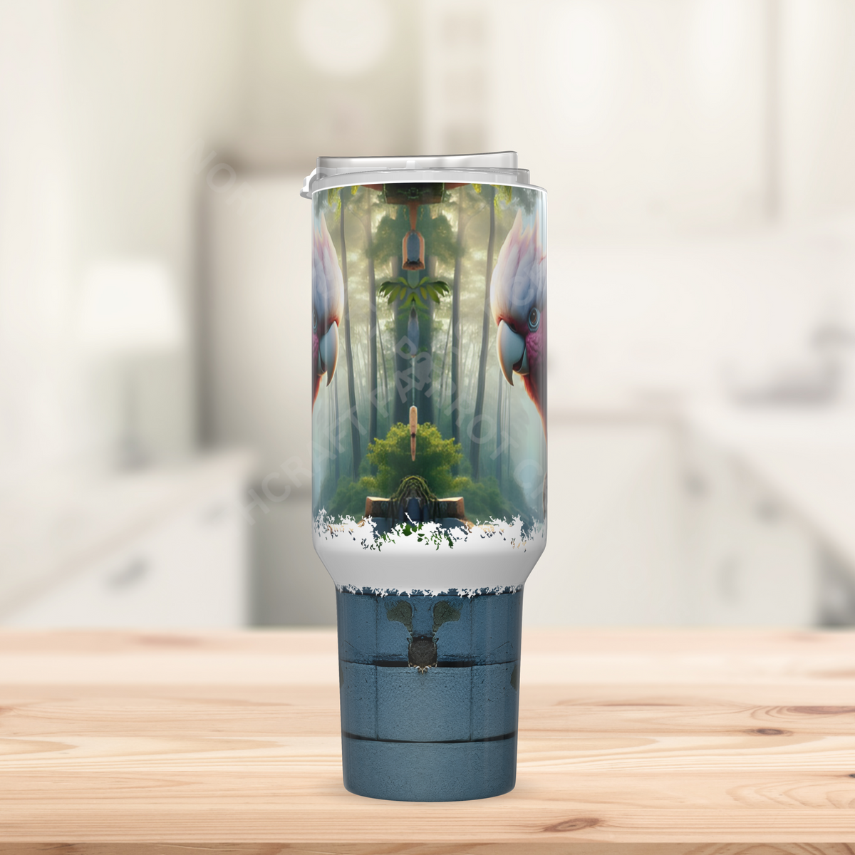 Galah Cockatoo (Rose-Breasted) Breaking Through Forest Wall 40oz Stainless Steel Tumbler