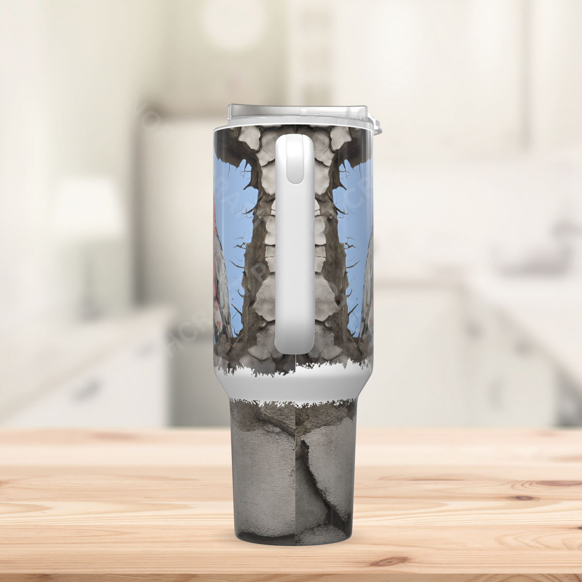 Galah Cockatoo (Rose Breasted) Cracked Wall Frame 40oz Stainless Steel Tumbler