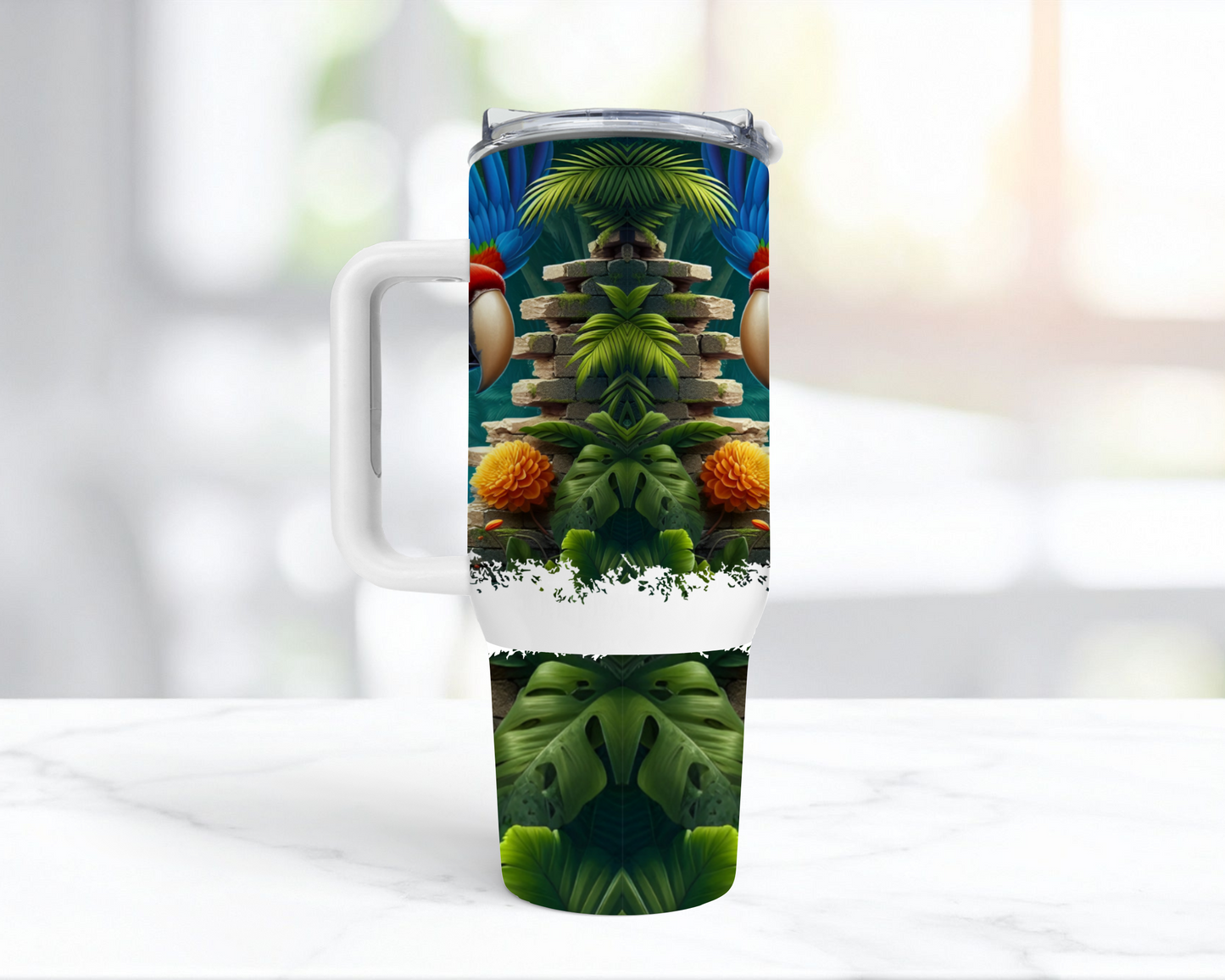 Green-winged Macaw (Greenwing) Breaking Through Wall 40oz Tumbler