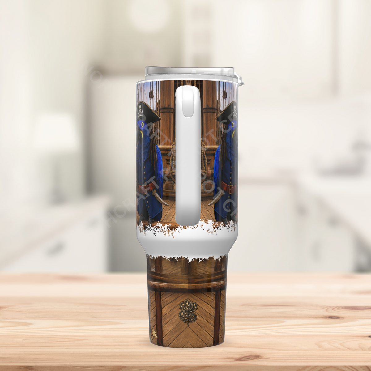 Green-winged and Hyacinth Macaws in a Pirate Theme 40oz Stainless Steel Tumbler