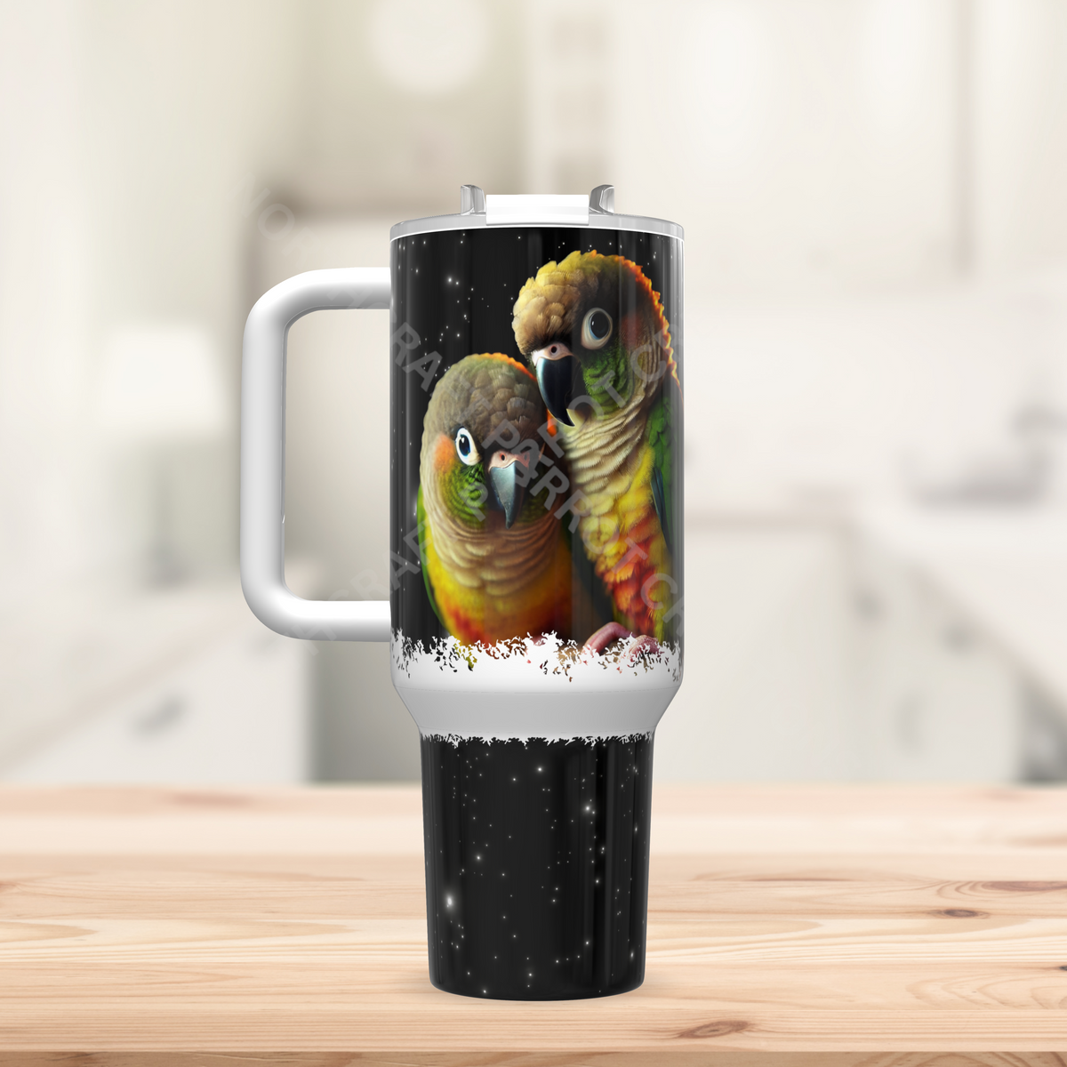 Green Cheek Conures Black Star Background 40oz Stainless Steel Tumbler