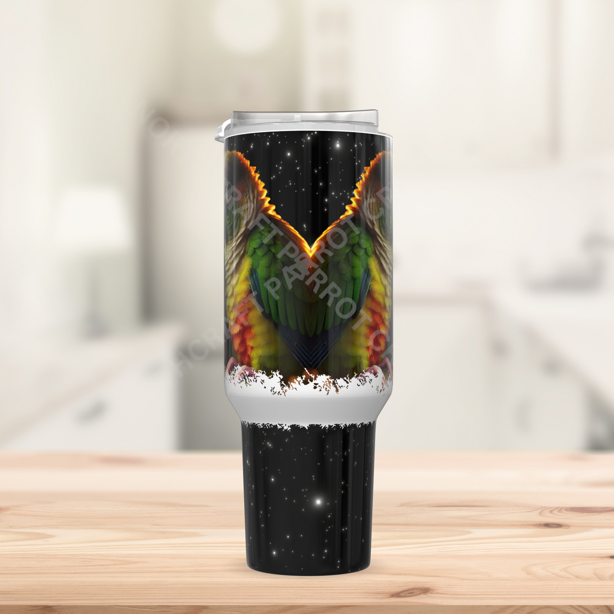 Green Cheek Conures Black Star Background 40oz Stainless Steel Tumbler