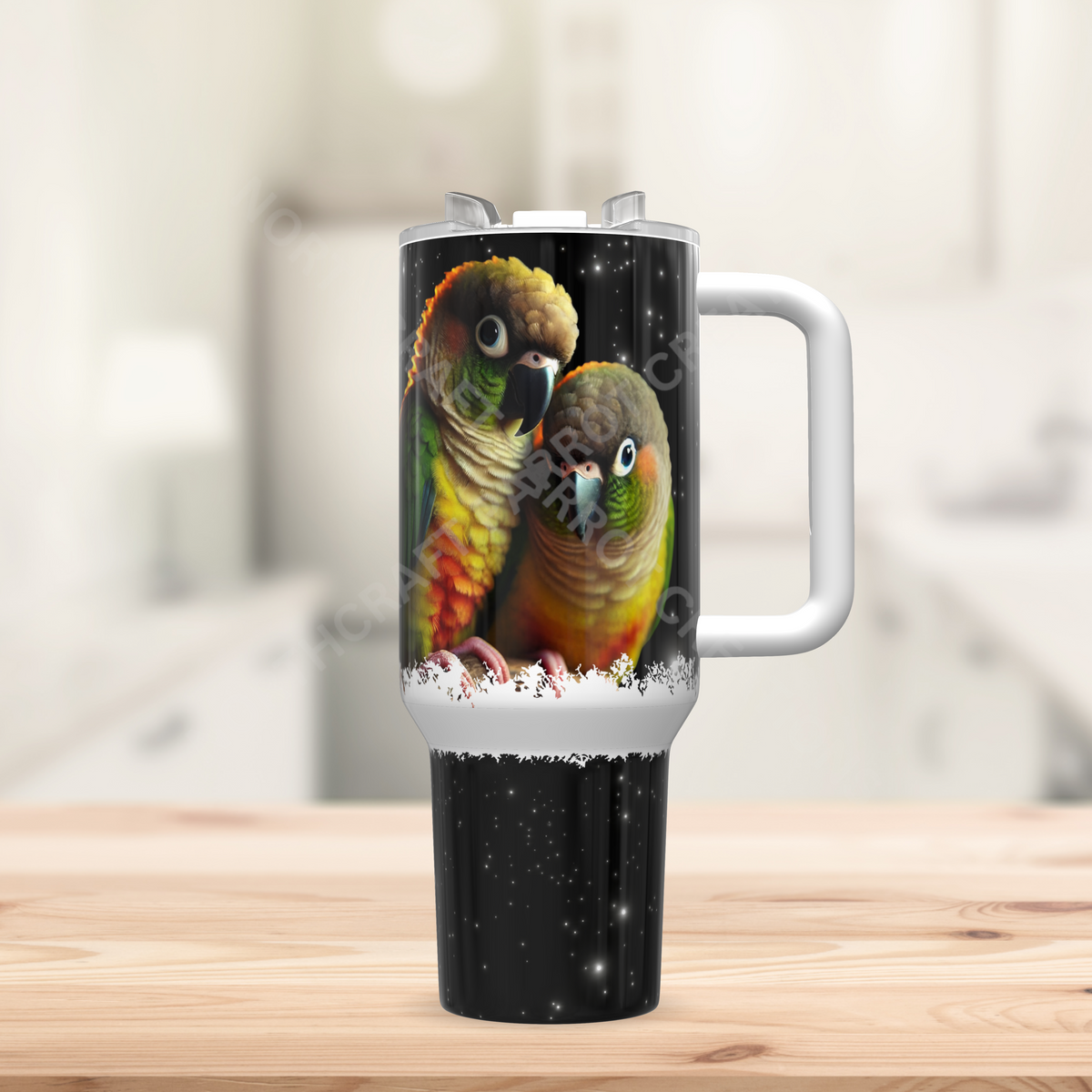 Green Cheek Conures Black Star Background 40oz Stainless Steel Tumbler