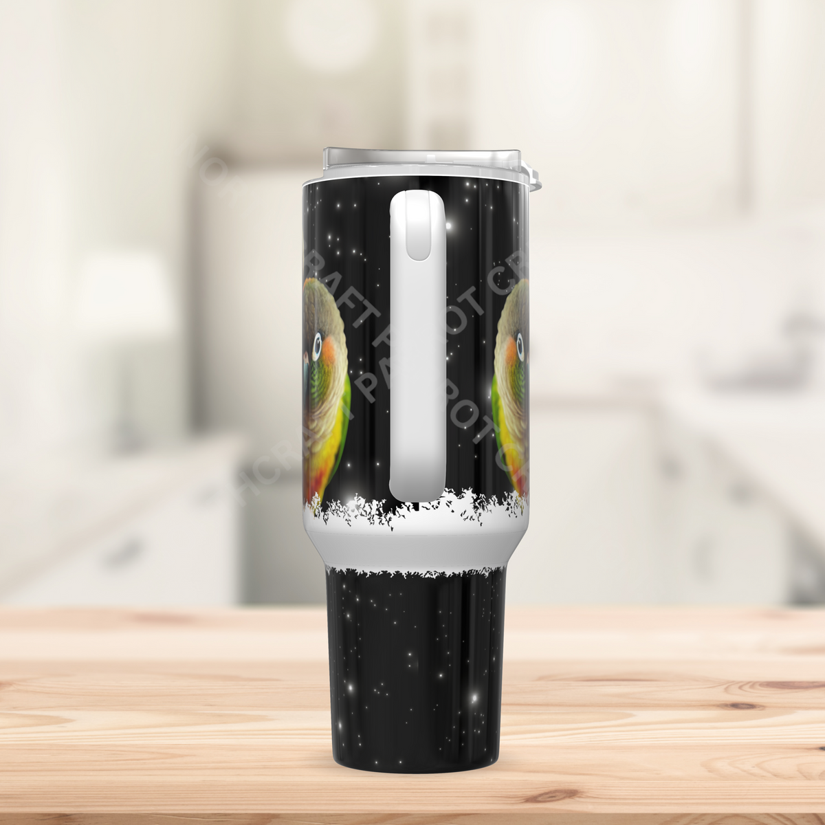 Green Cheek Conures Black Star Background 40oz Stainless Steel Tumbler