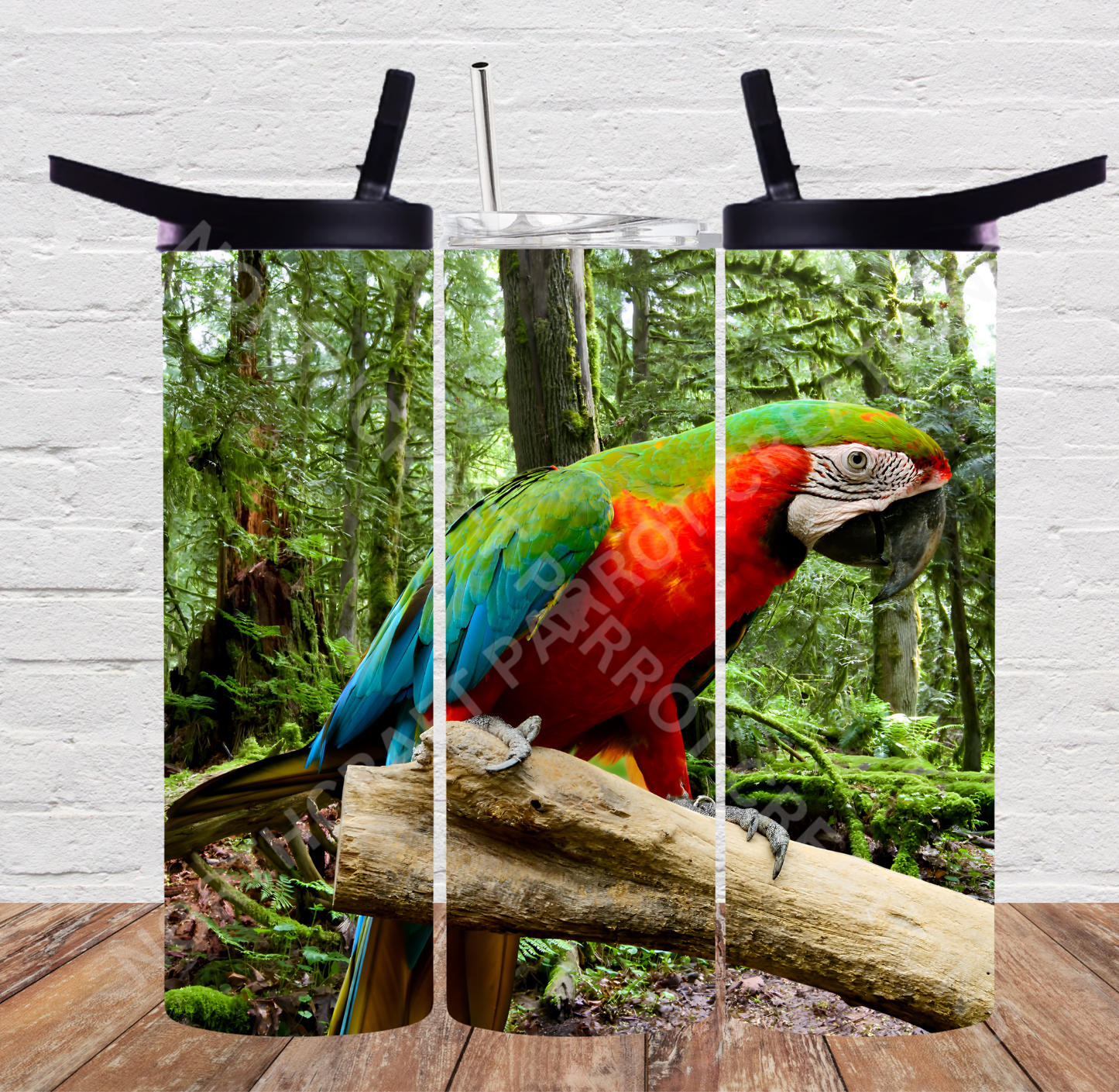 Harlequin Macaw in Rainforest 20oz or 30oz Tumbler
