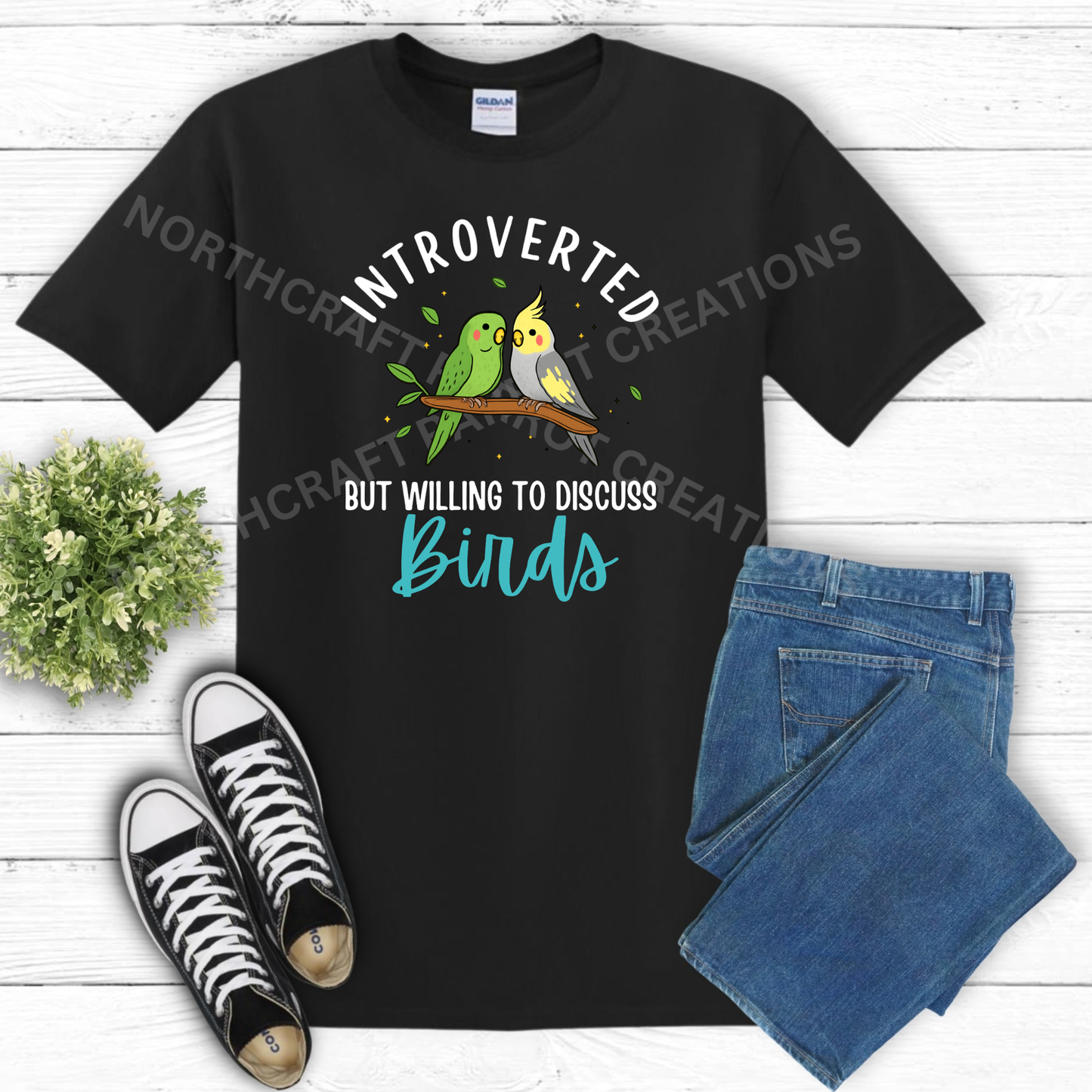 "Introverted But Willing to Discuss Birds" 100%Cotton Parrot Shirt