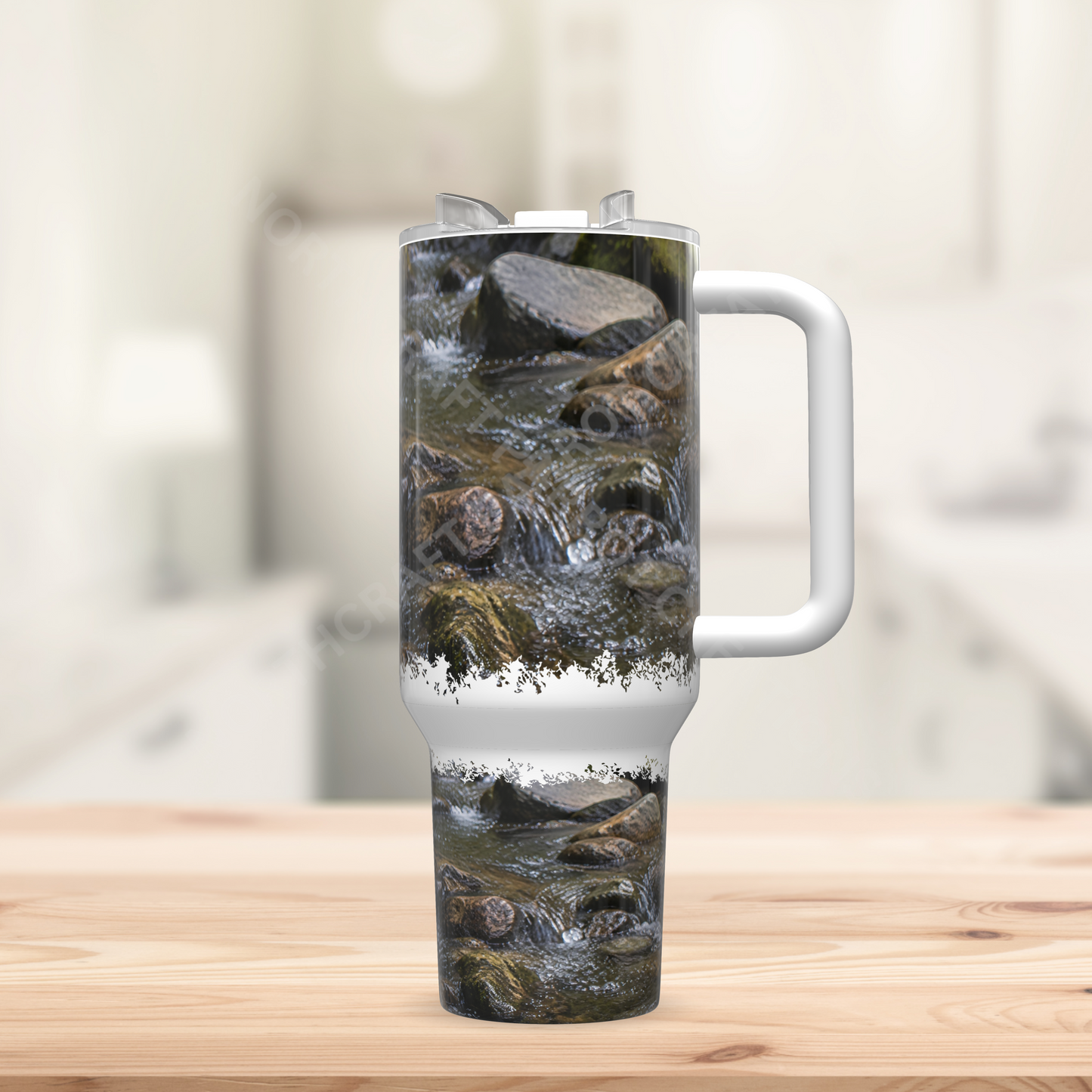 Kakariki on Rocks Next to a Stream 40oz Stainless Steel Parrot Tumbler