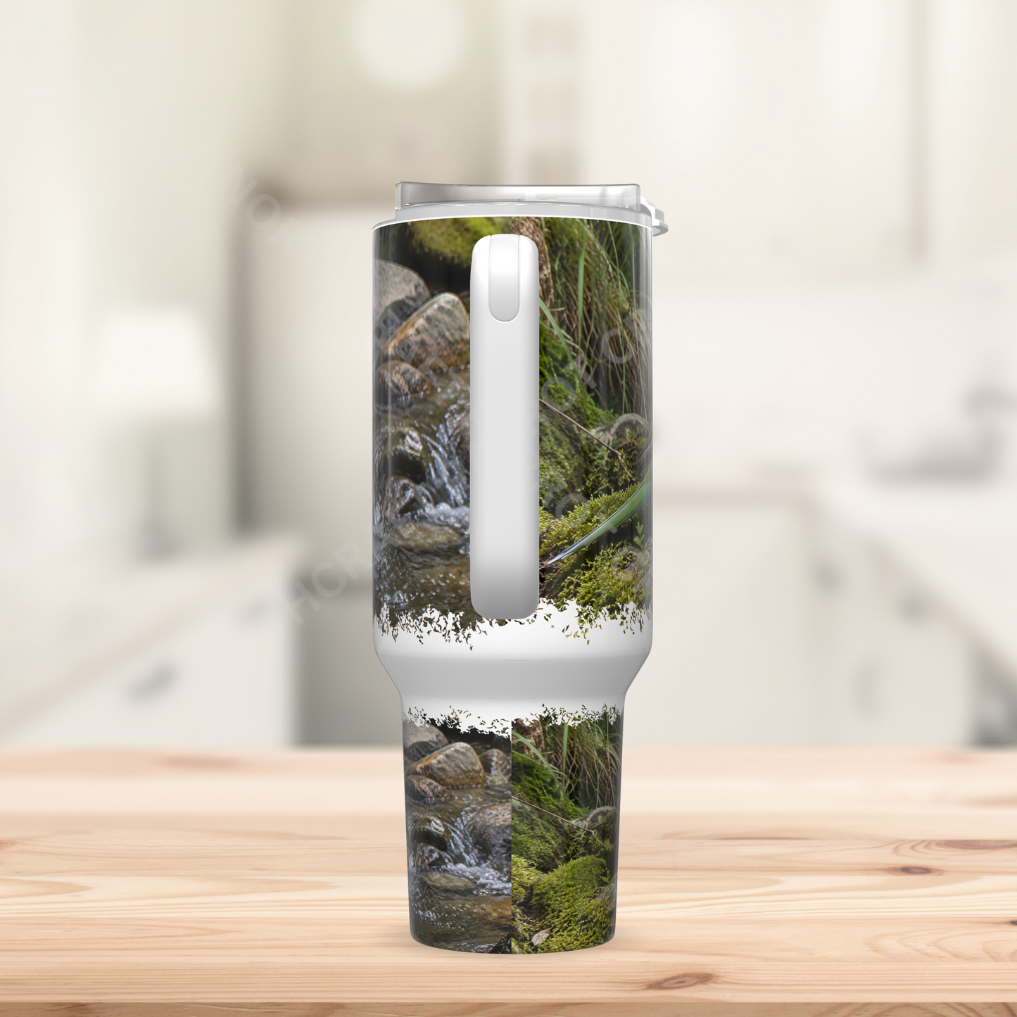 Kakariki on Rocks Next to a Stream 40oz Stainless Steel Parrot Tumbler