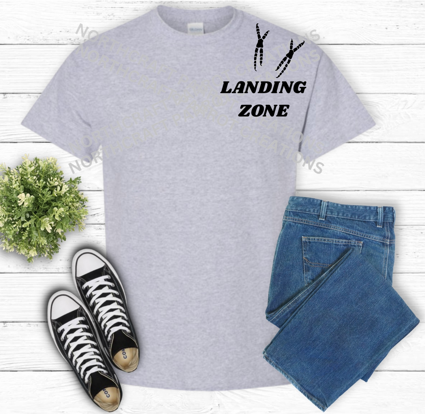 "Landing Zone" Claws on Shoulder 100% Cotton Parrot Shirt