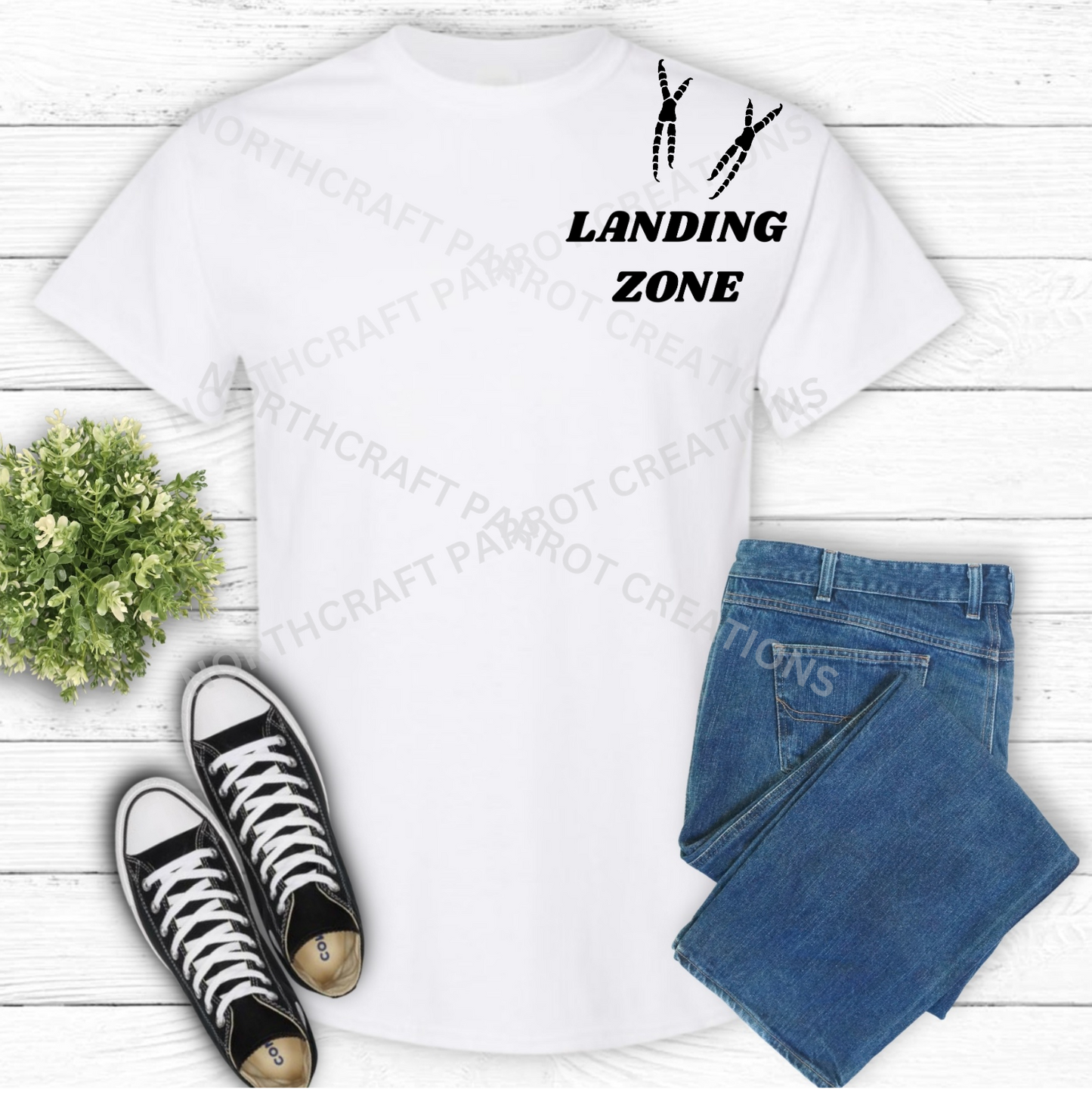 "Landing Zone" Claws on Shoulder 100% Cotton Parrot Shirt