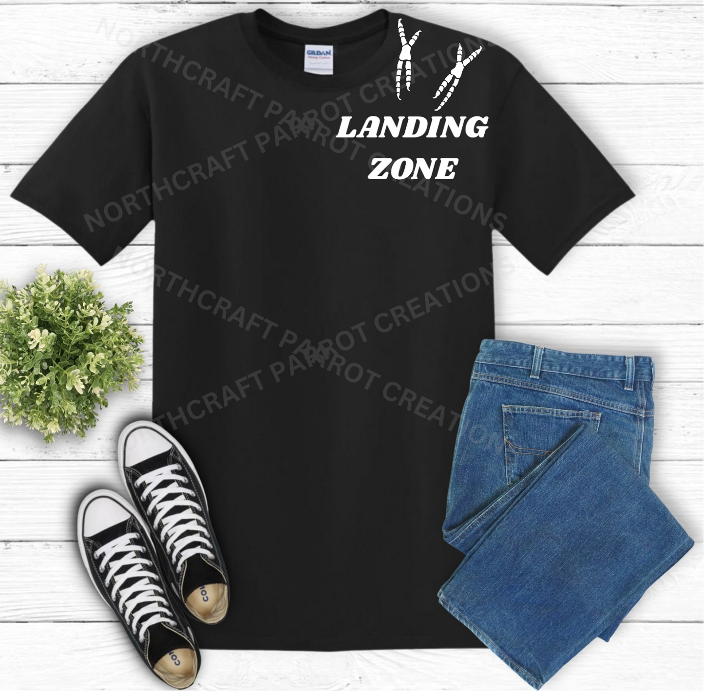 "Landing Zone" Claws on Shoulder 100% Cotton Parrot Shirt
