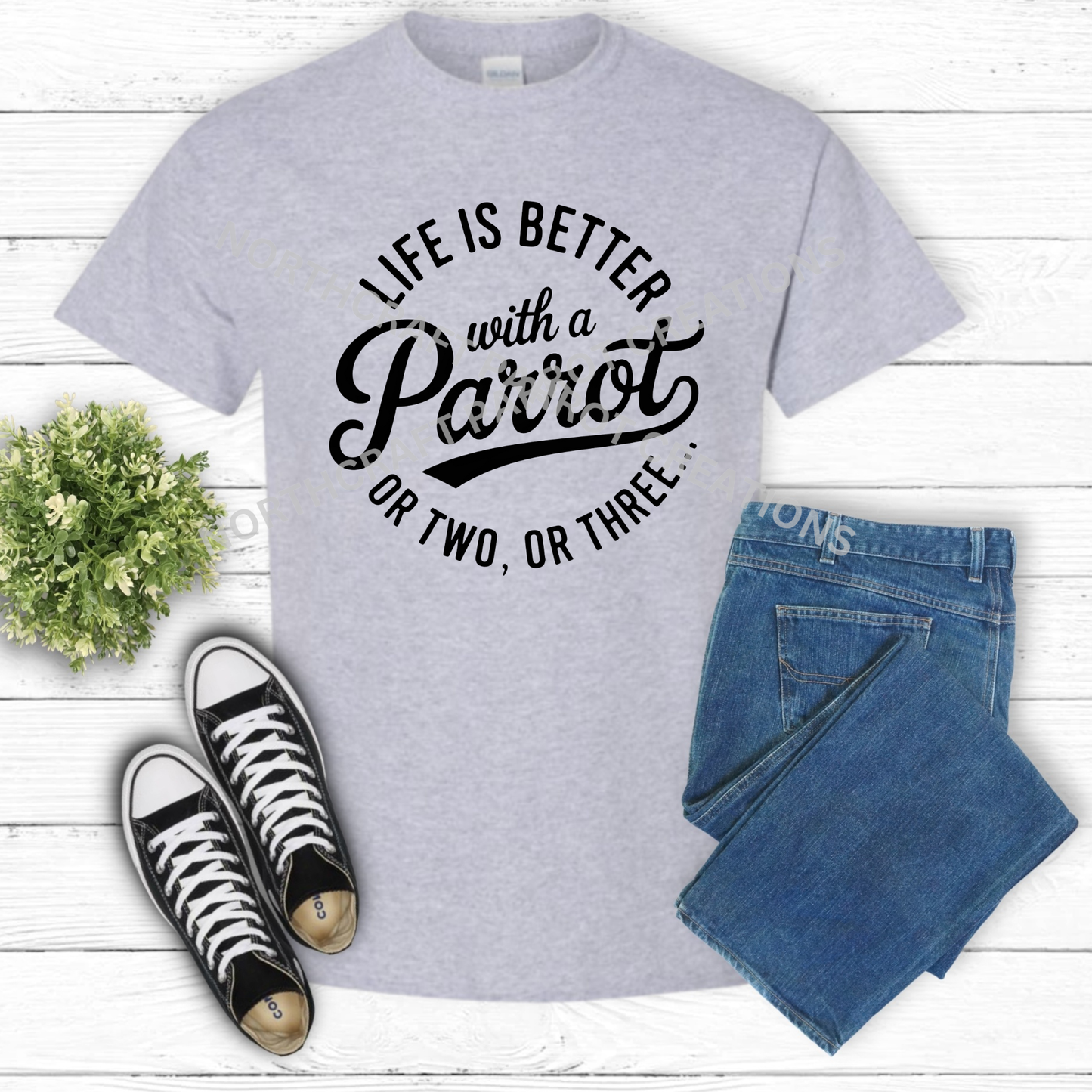 "Life is Better with a Parrot or Two or Three" 100% Cotton Parrot Shirt