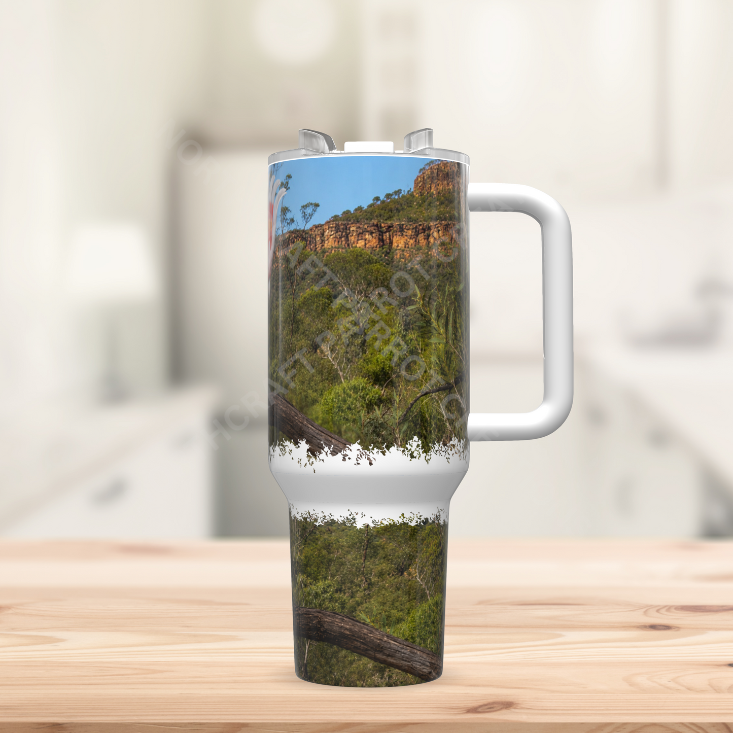 Major Mitchell Cockatoo in a Nature Setting 40oz Stainless Steel Parrot Tumbler
