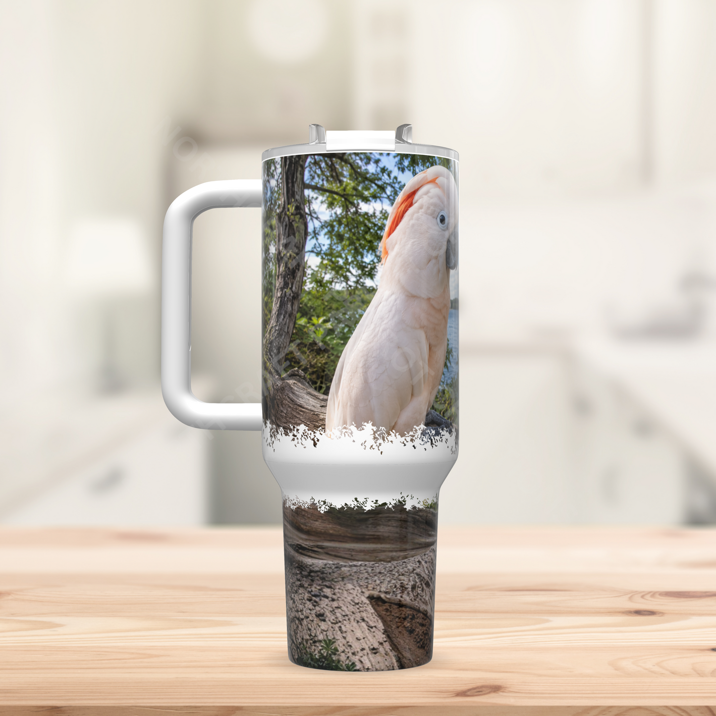 Moluccan Cockatoo Beside a Lake 40oz Stainless Steel Parrot Tumbler