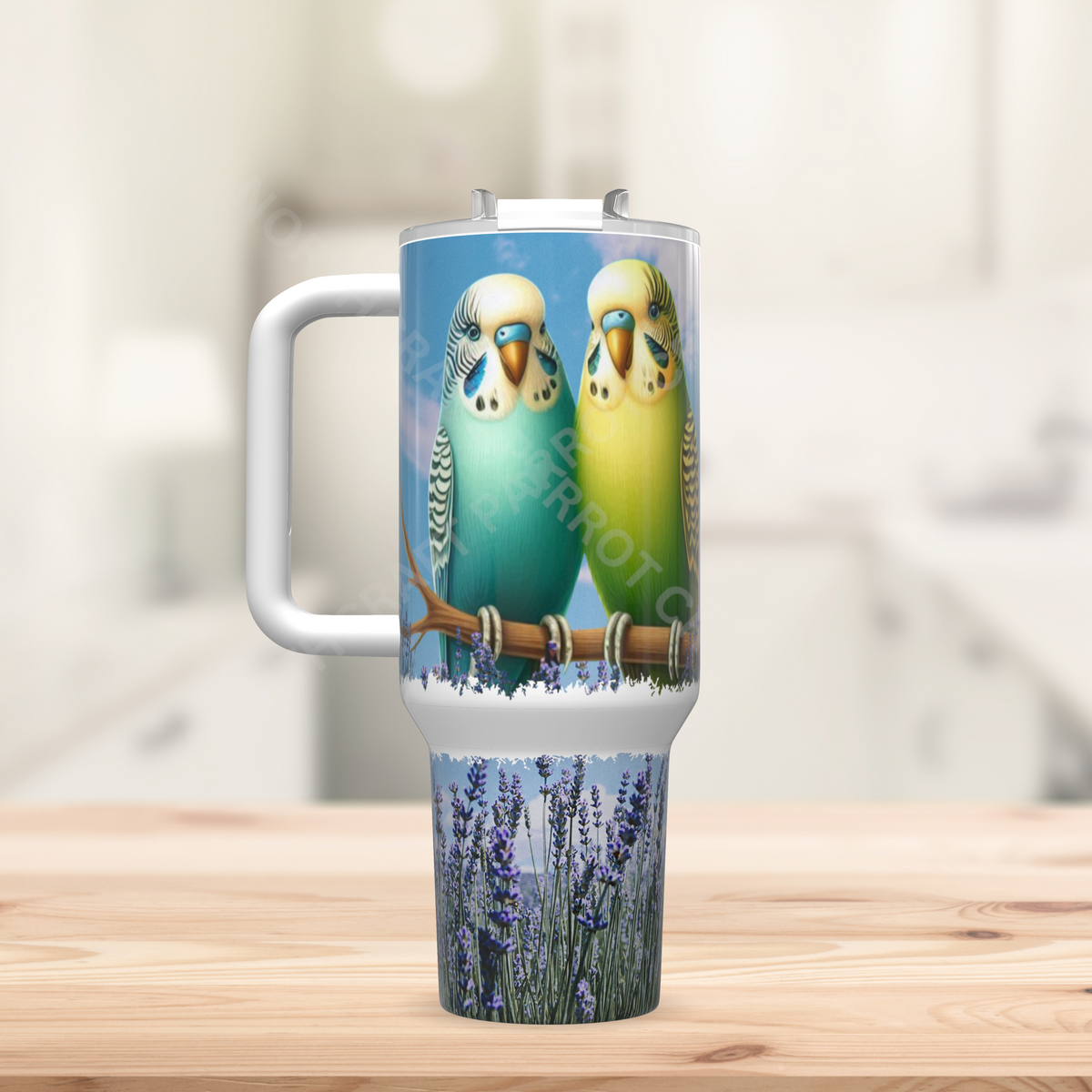 Parakeets on a Branch in Sky 40oz Stainless Steel Tumbler